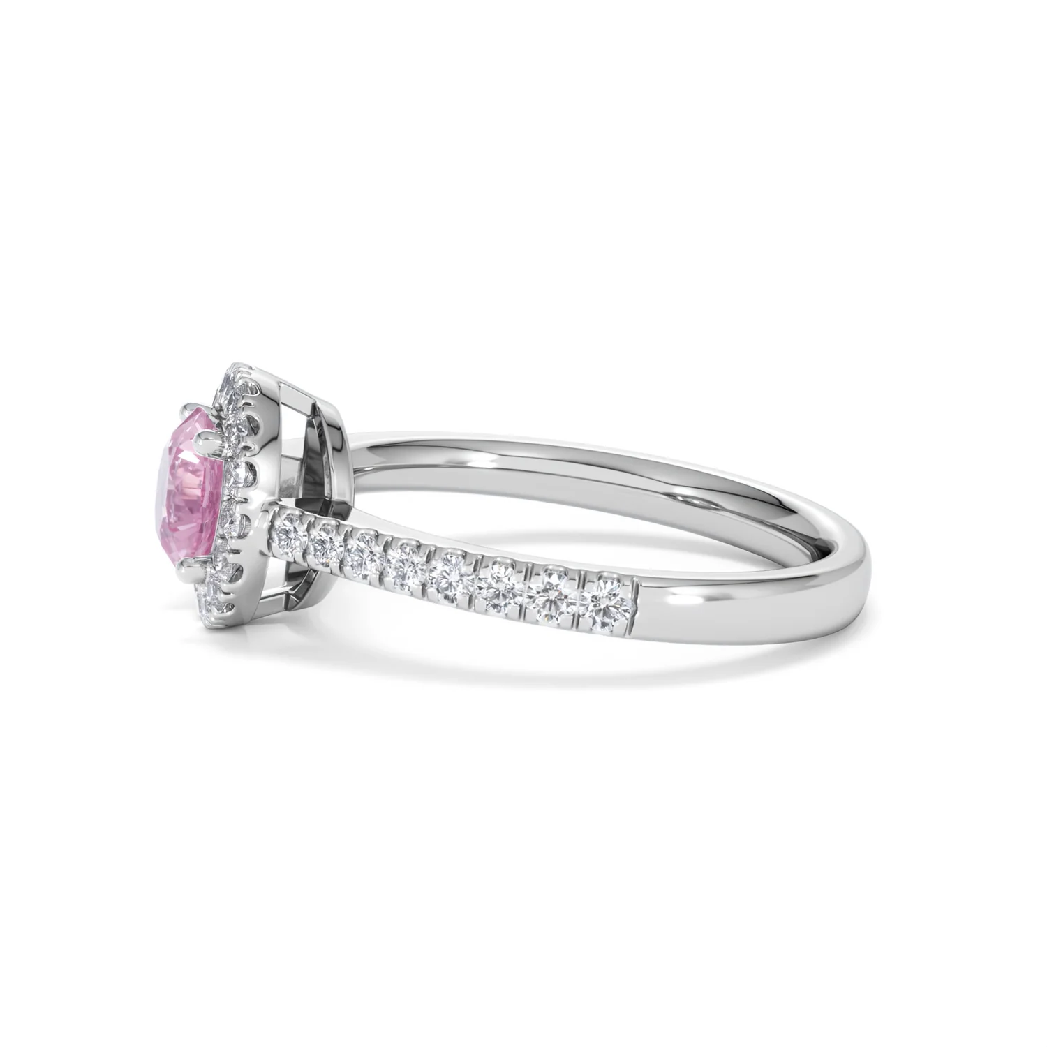 Halo 18K White Gold Diamond and Pink Sapphire Ring 0.36ct - Image 70