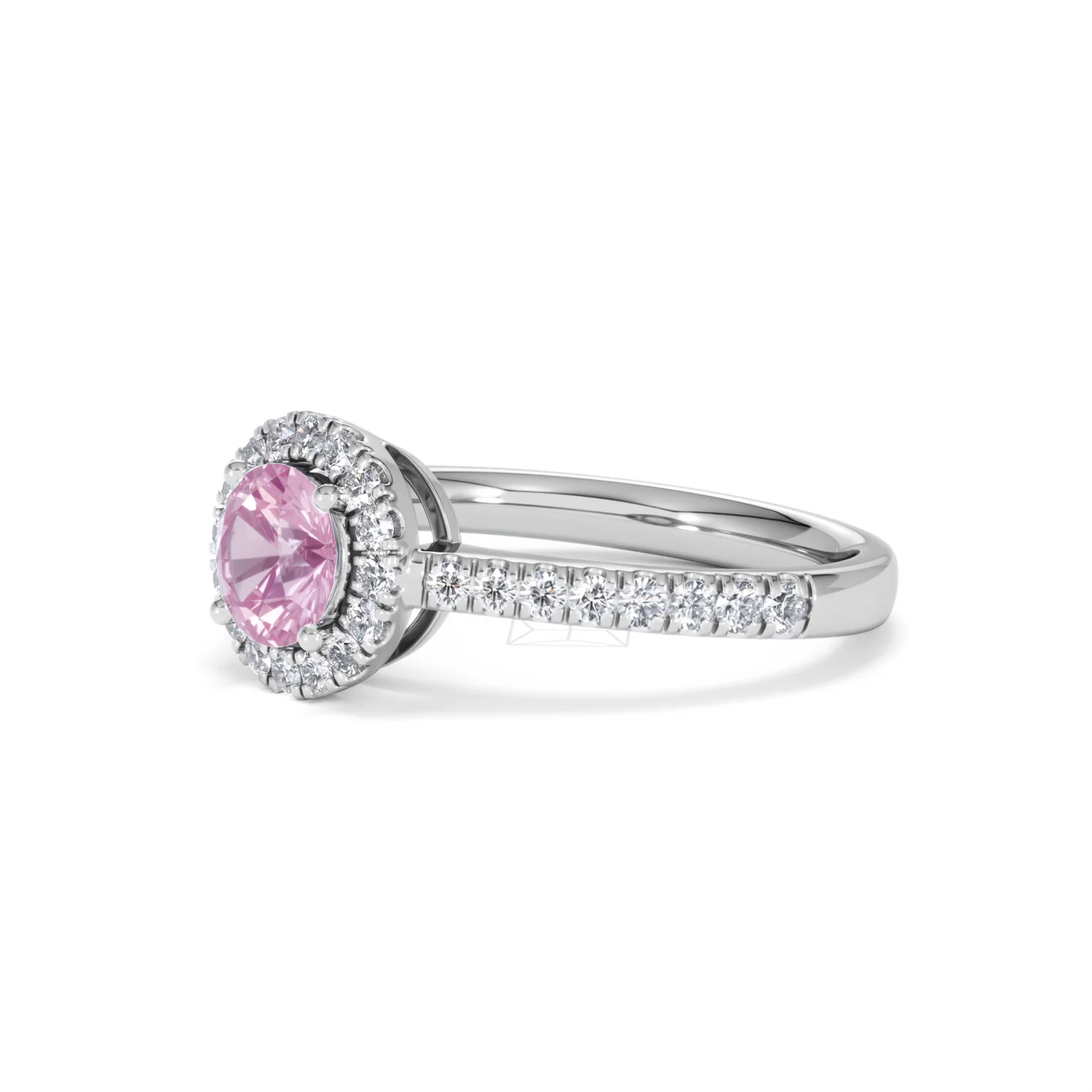 Halo 18K White Gold Diamond and Pink Sapphire Ring 0.36ct - Image 77