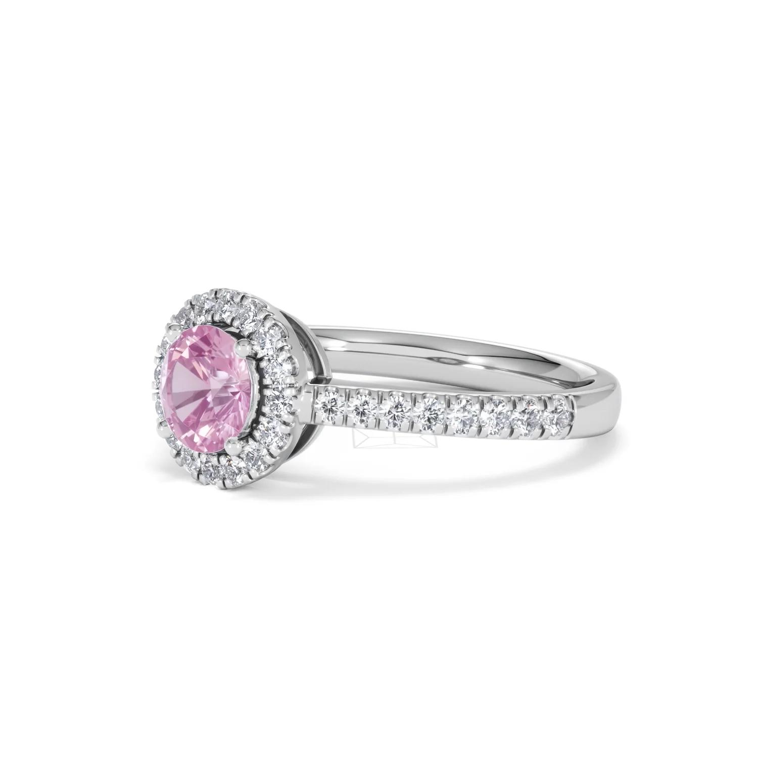 Halo 18K White Gold Diamond and Pink Sapphire Ring 0.36ct - Image 78