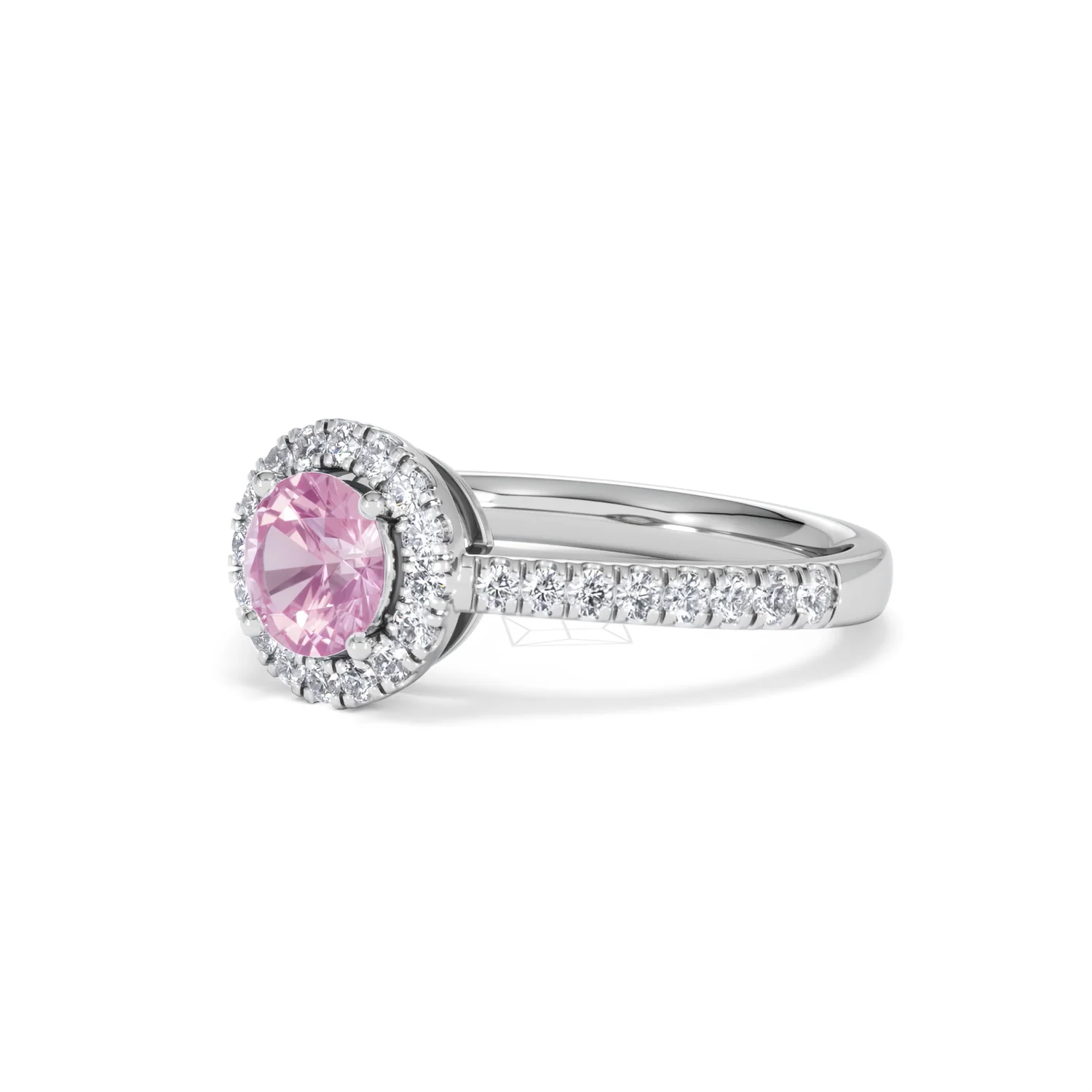 Halo 18K White Gold Diamond and Pink Sapphire Ring 0.36ct - Image 79