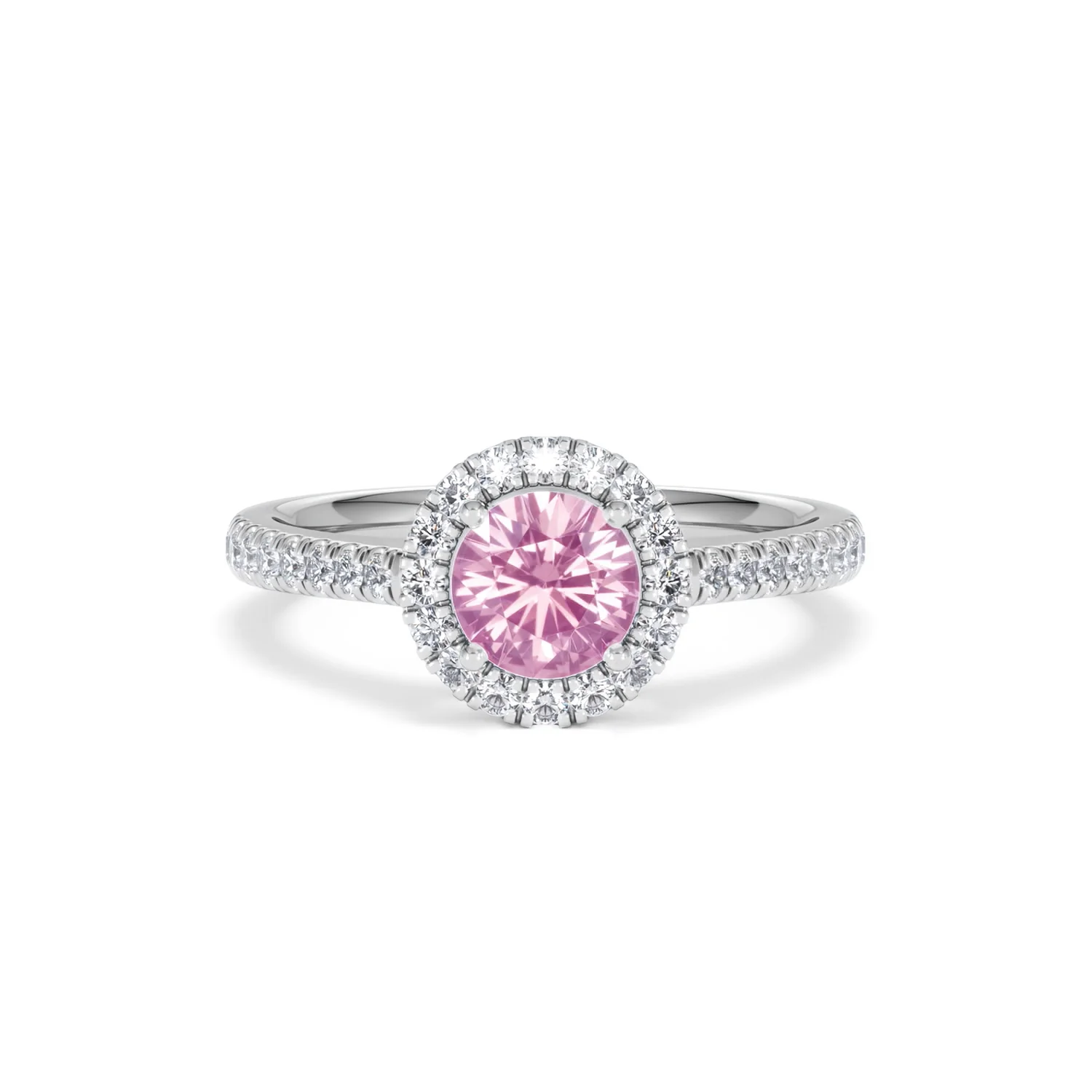 Halo 18K White Gold Diamond and Pink Sapphire Ring 0.36ct - Image 8
