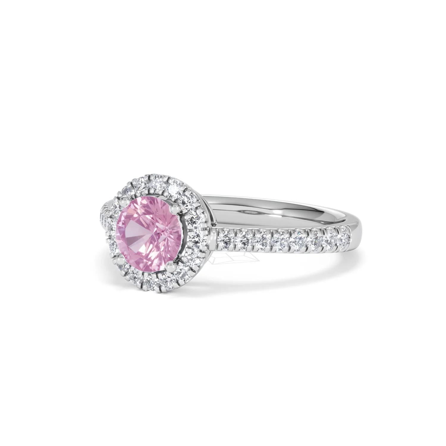 Halo 18K White Gold Diamond and Pink Sapphire Ring 0.36ct - Image 81