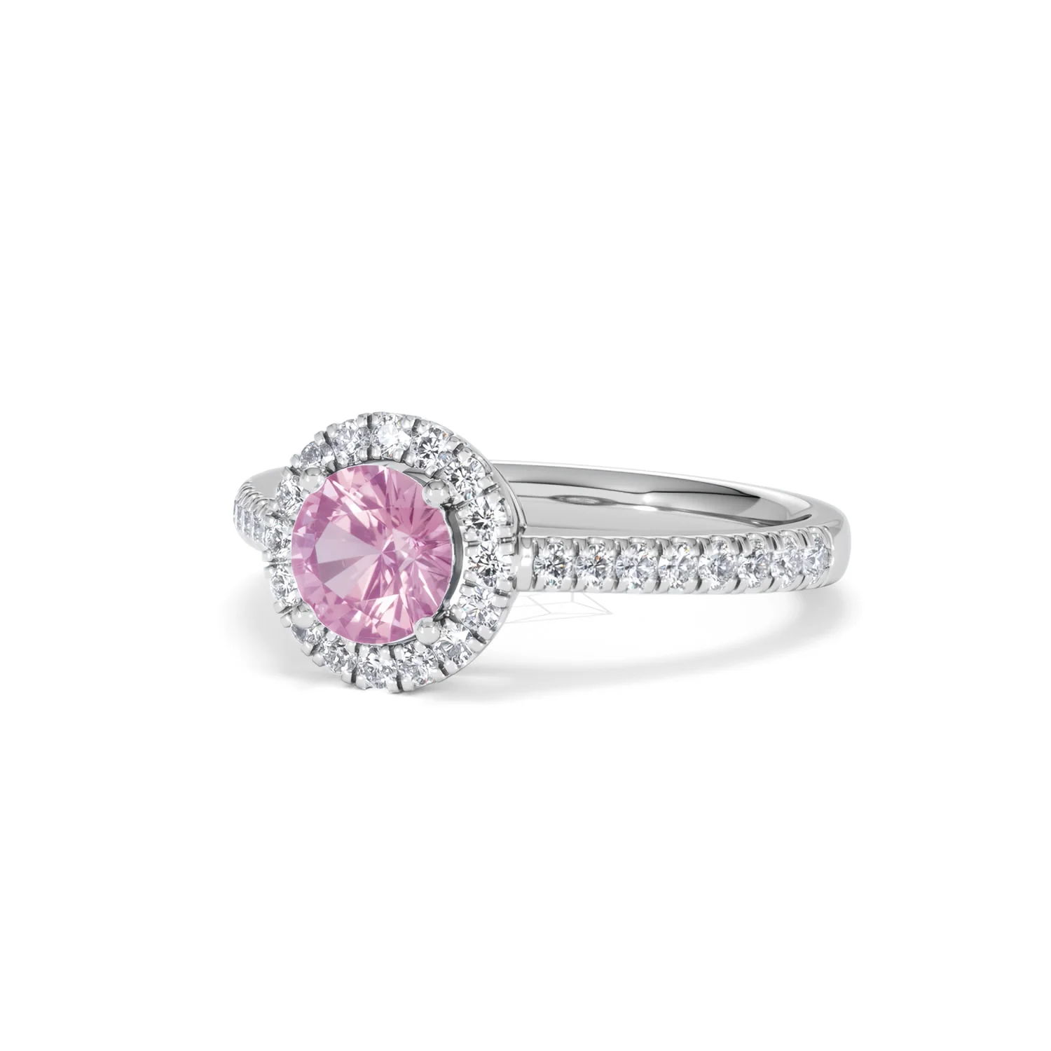 Halo 18K White Gold Diamond and Pink Sapphire Ring 0.36ct - Image 82