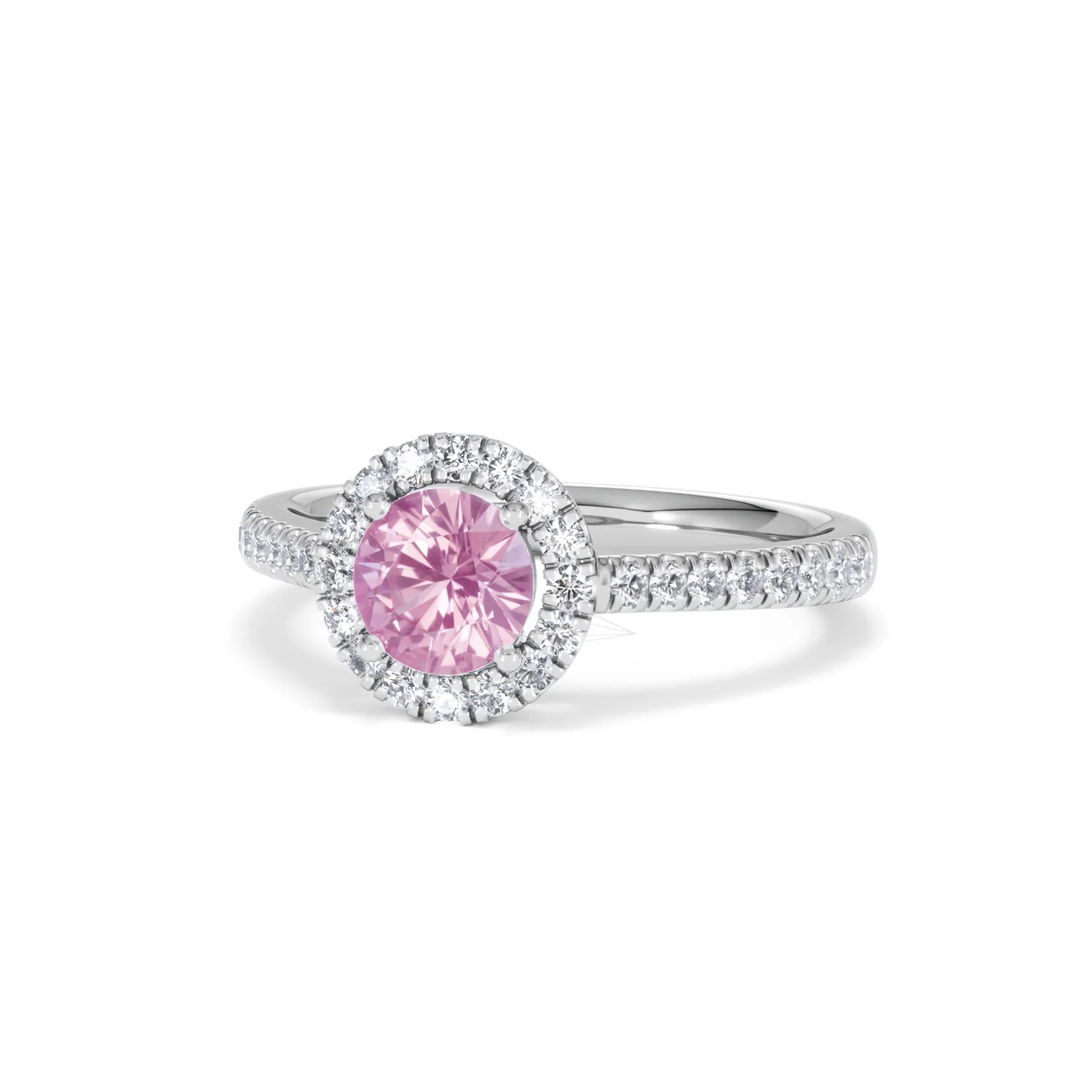 Halo 18K White Gold Diamond and Pink Sapphire Ring 0.36ct - Image 84