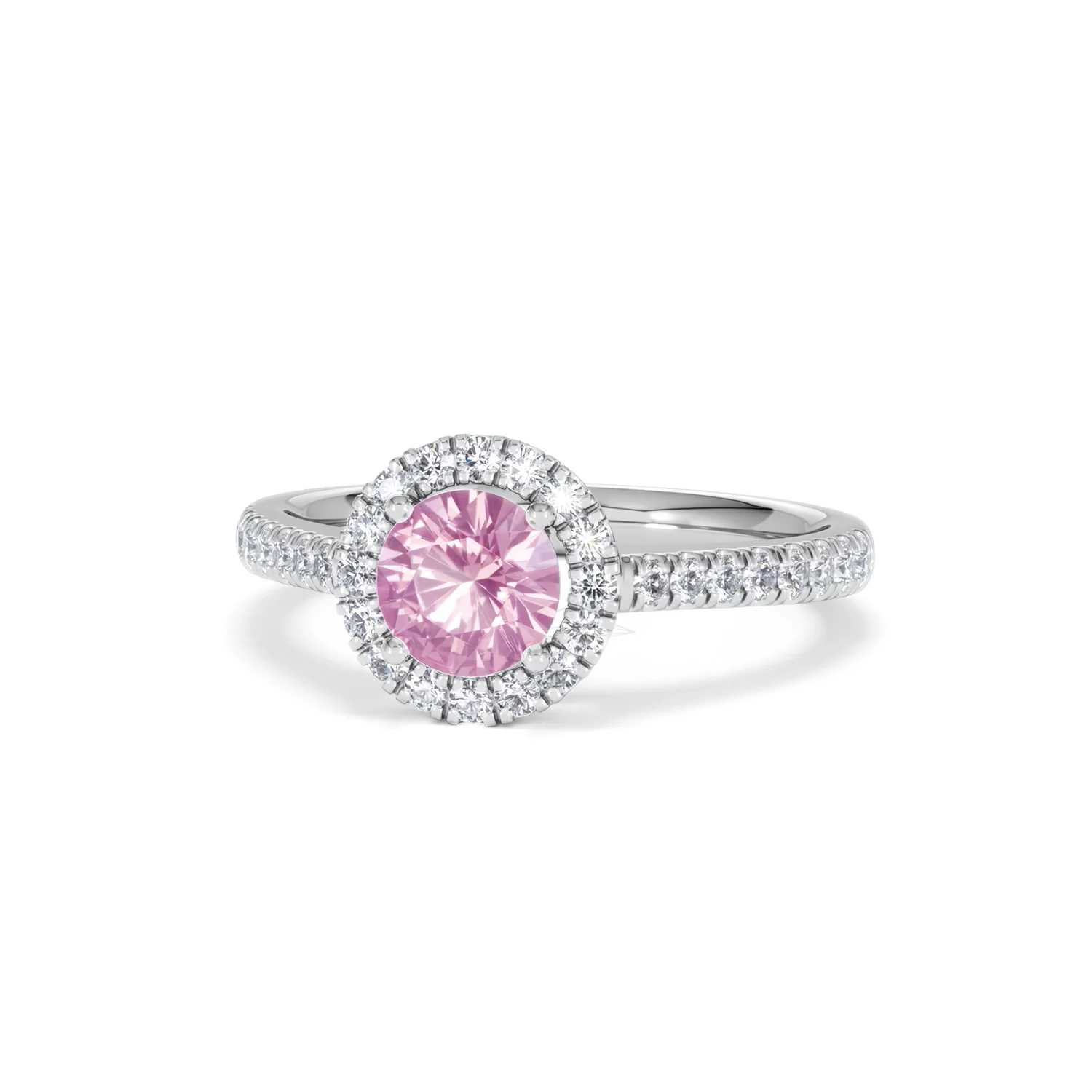 Halo 18K White Gold Diamond and Pink Sapphire Ring 0.36ct - Image 85