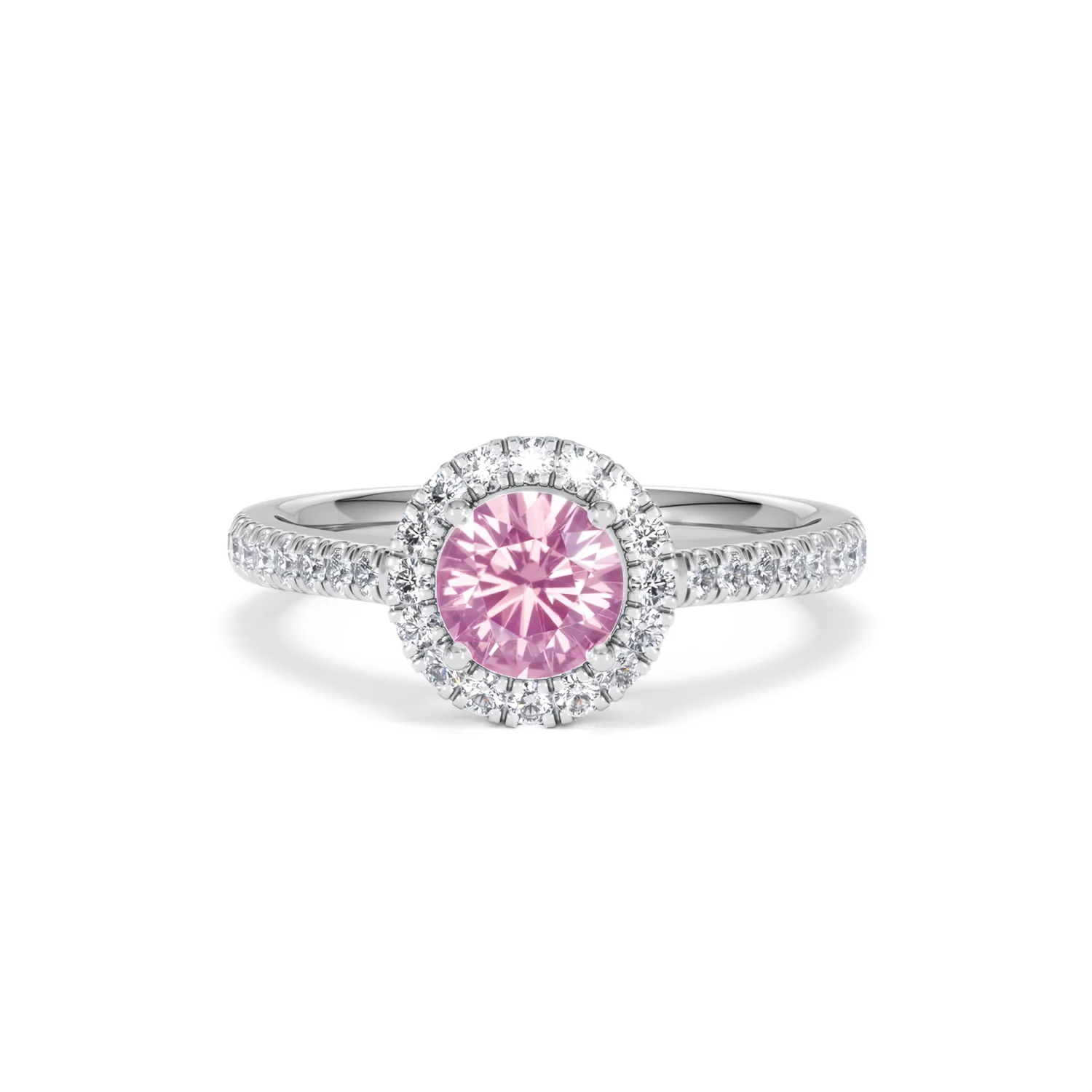 Halo 18K White Gold Diamond and Pink Sapphire Ring 0.36ct - Image 87
