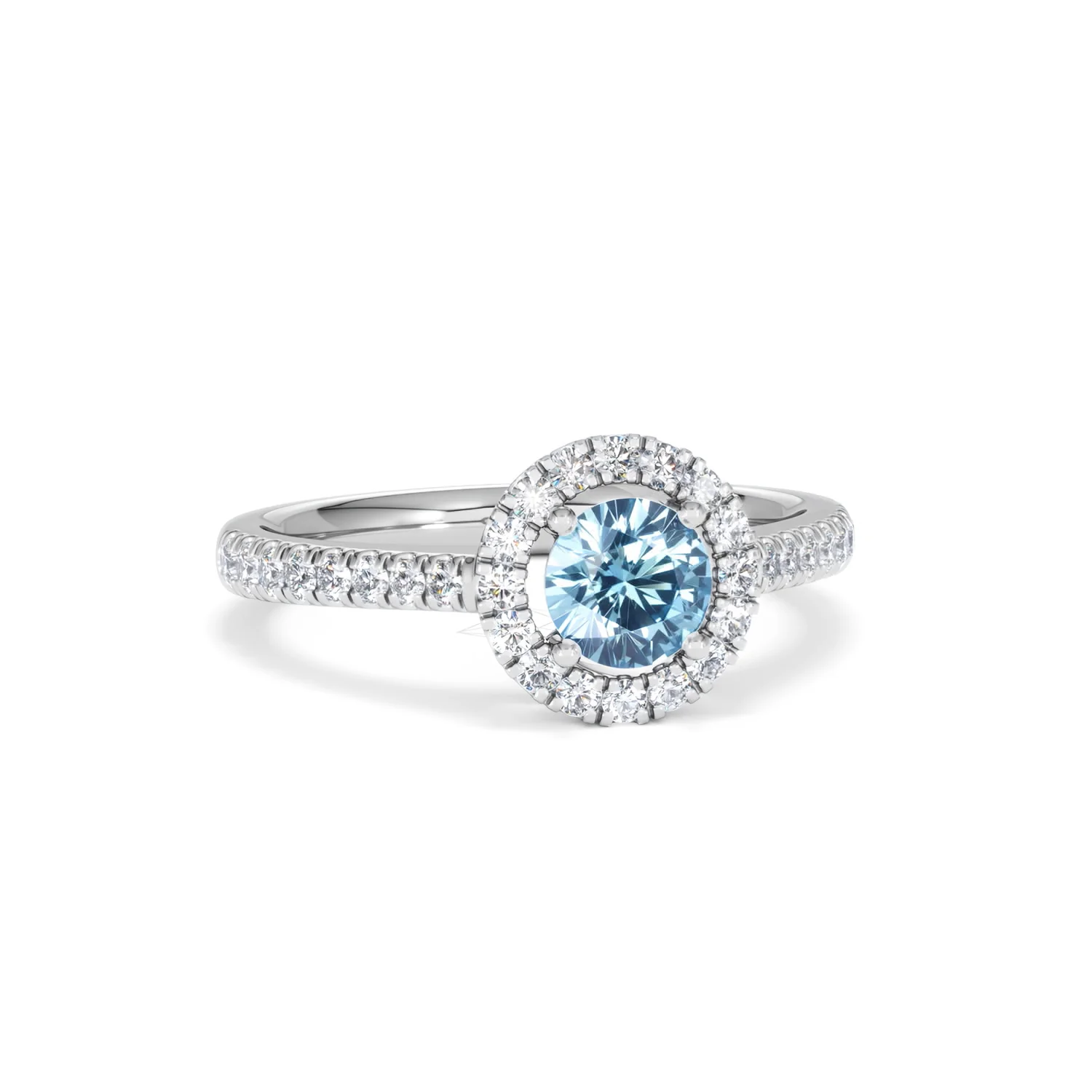 Halo Aquamarine 0.50CT And Diamond 18K White Gold Ring - Image 11