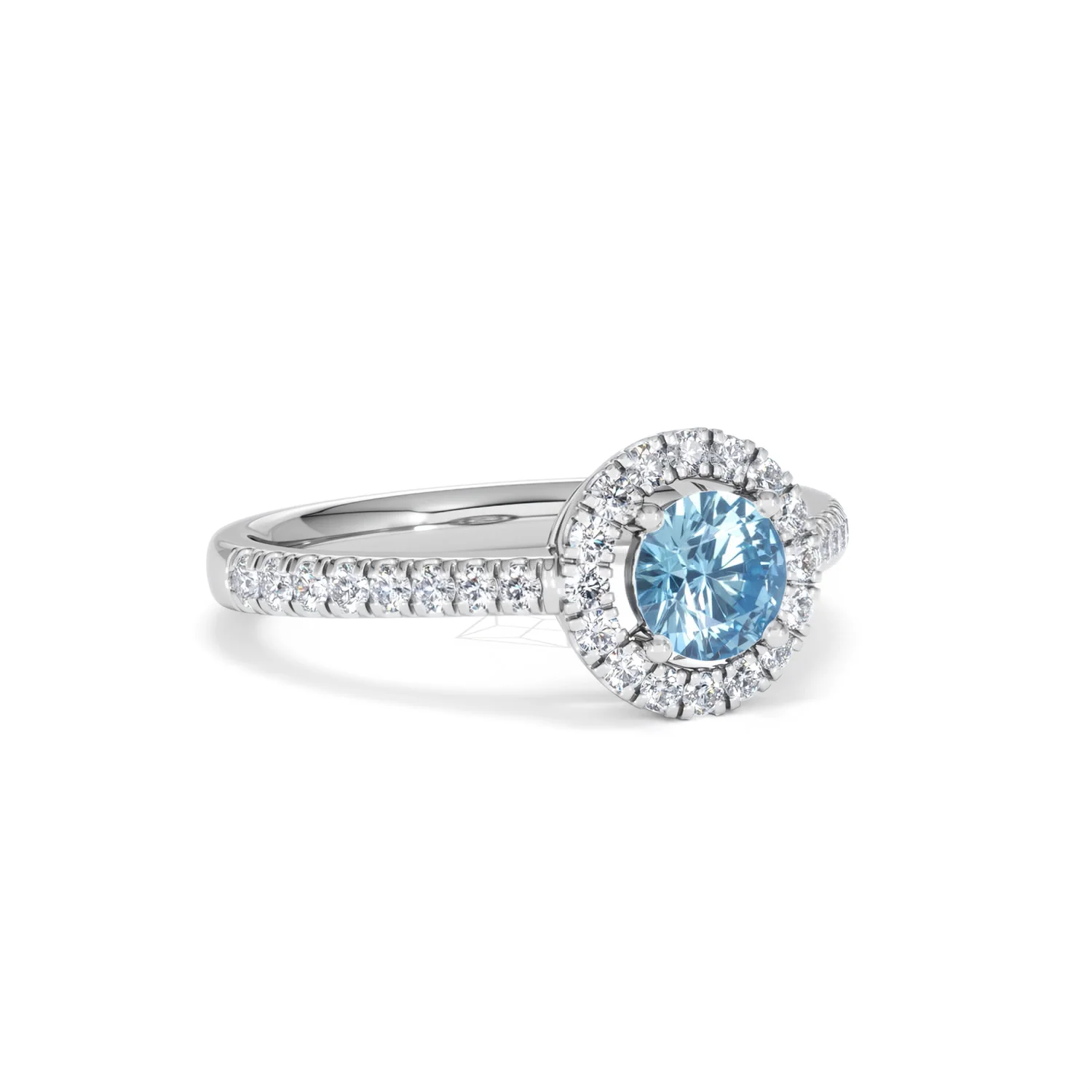 Halo Aquamarine 0.50CT And Diamond 18K White Gold Ring - Image 14