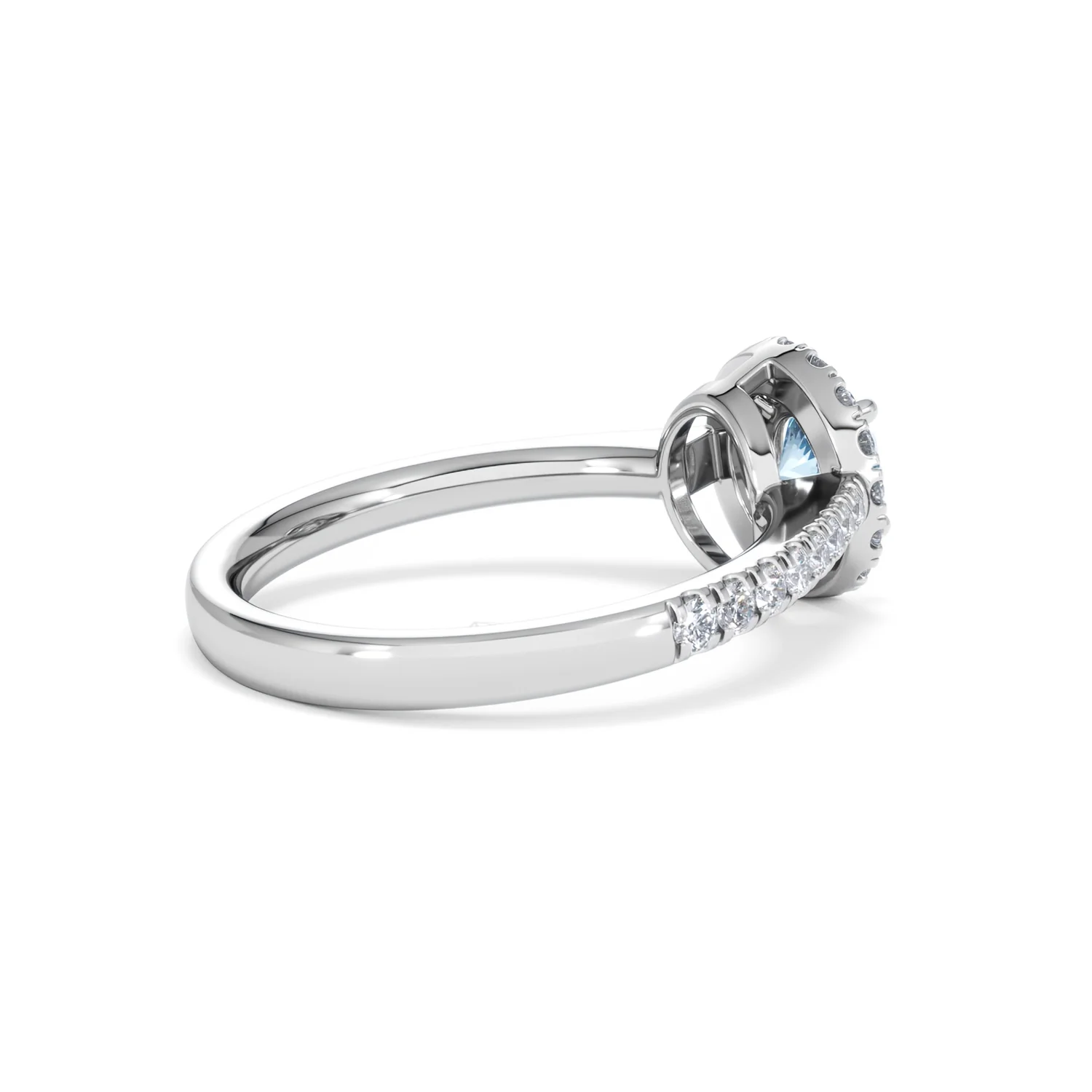 Halo Aquamarine 0.50CT And Diamond 18K White Gold Ring - Image 35