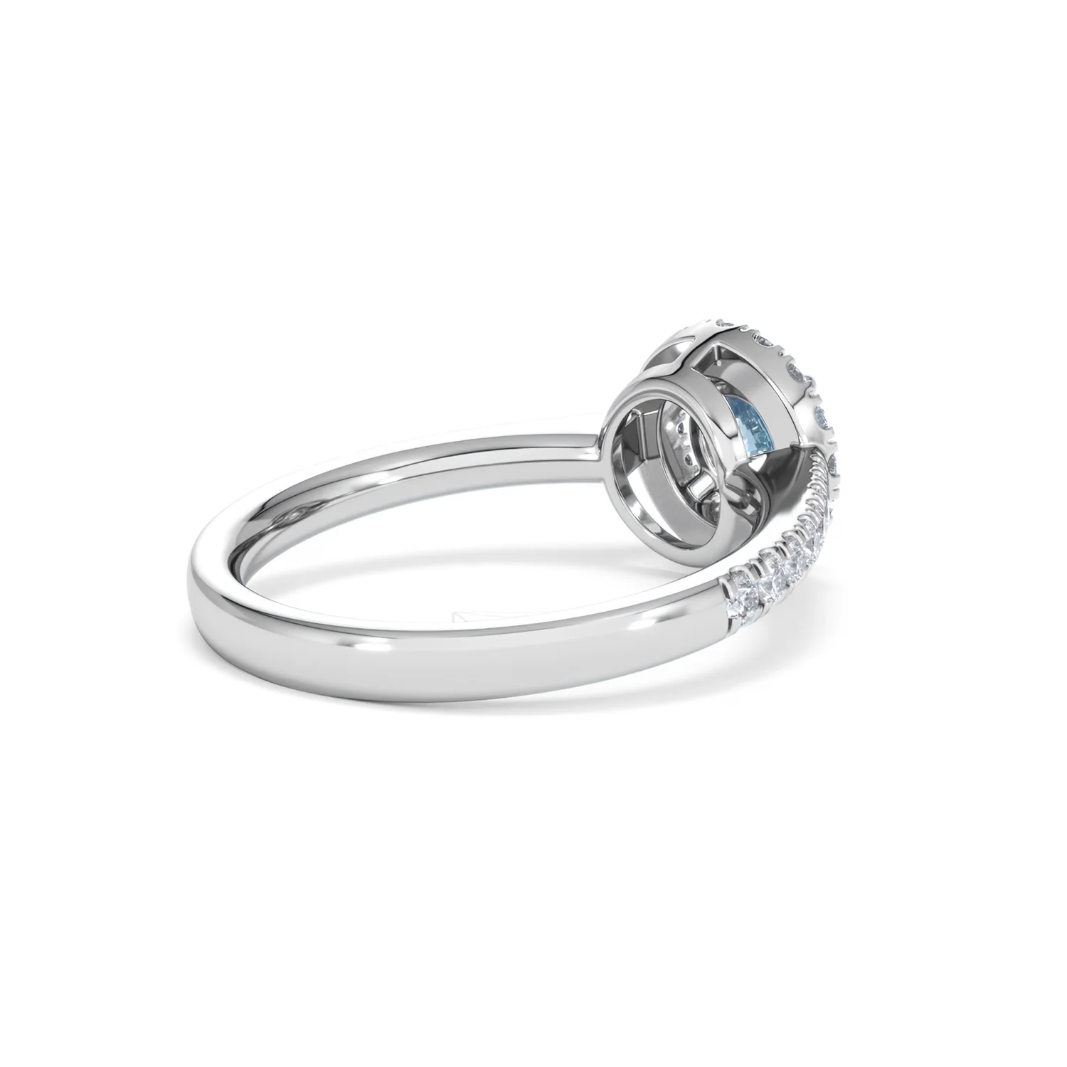 Halo Aquamarine 0.50CT And Diamond 18K White Gold Ring - Image 38
