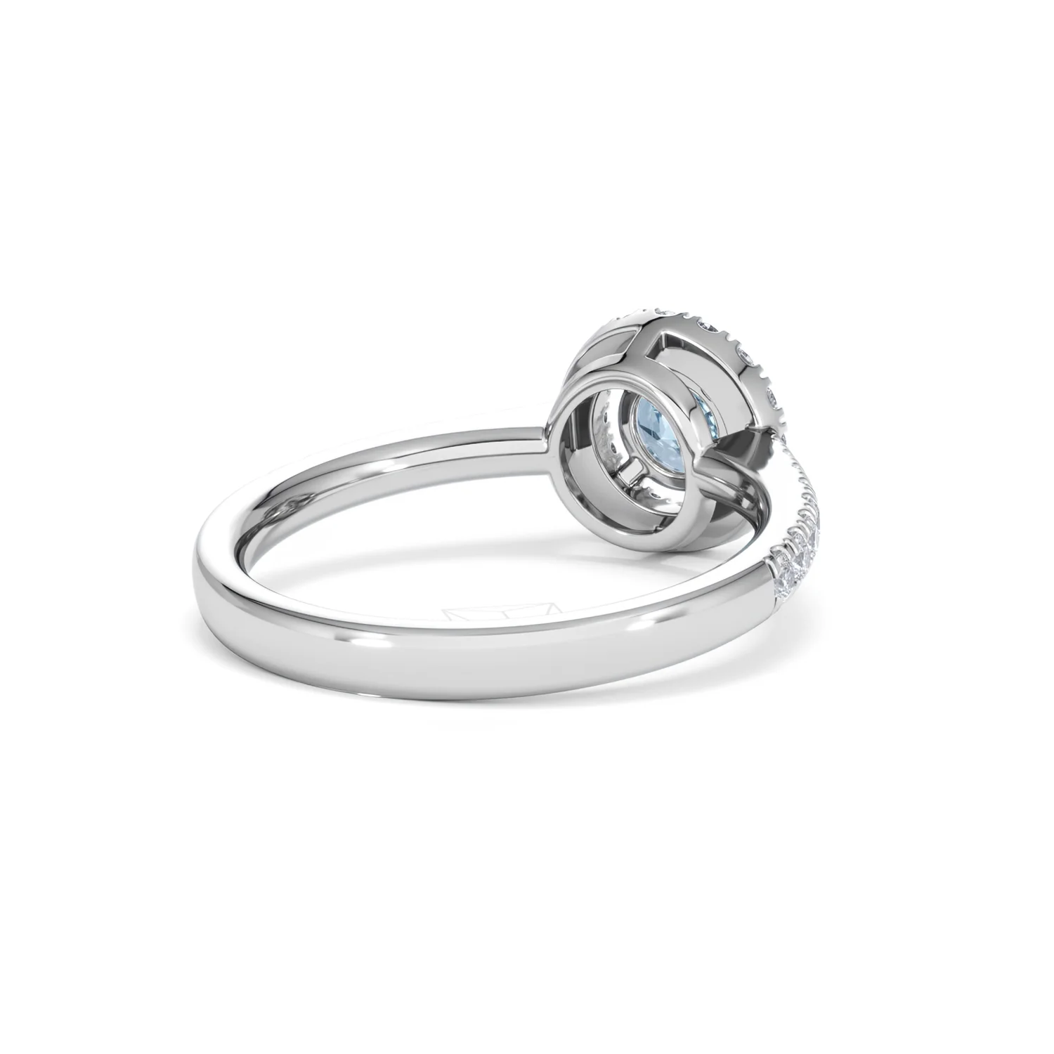 Halo Aquamarine 0.50CT And Diamond 18K White Gold Ring - Image 41