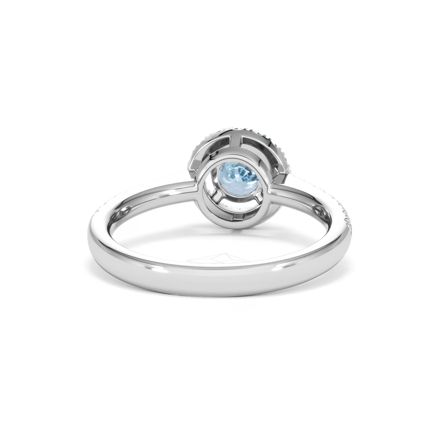 Halo Aquamarine 0.50CT And Diamond 18K White Gold Ring - Image 46