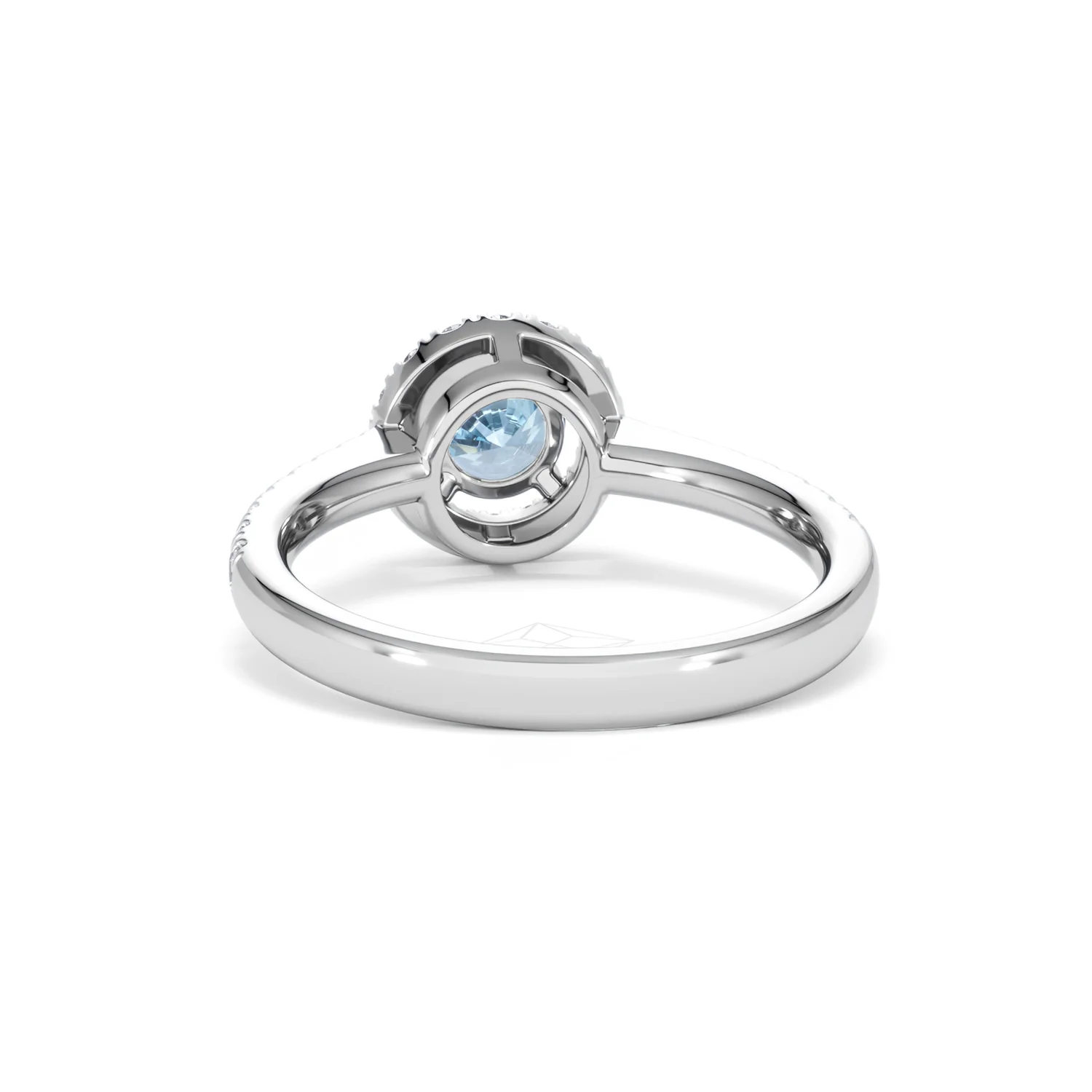 Halo Aquamarine 0.50CT And Diamond 18K White Gold Ring - Image 50