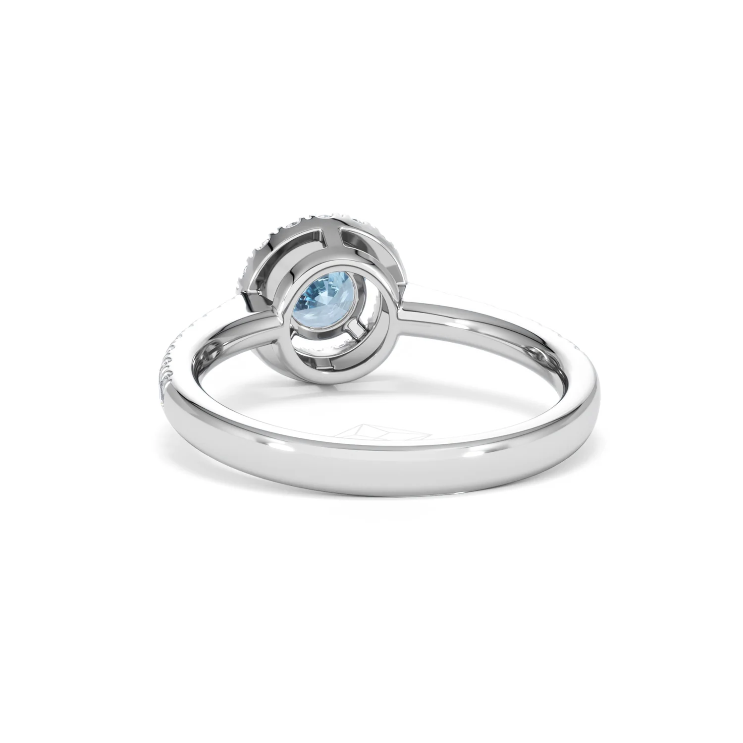 Halo Aquamarine 0.50CT And Diamond 18K White Gold Ring - Image 51