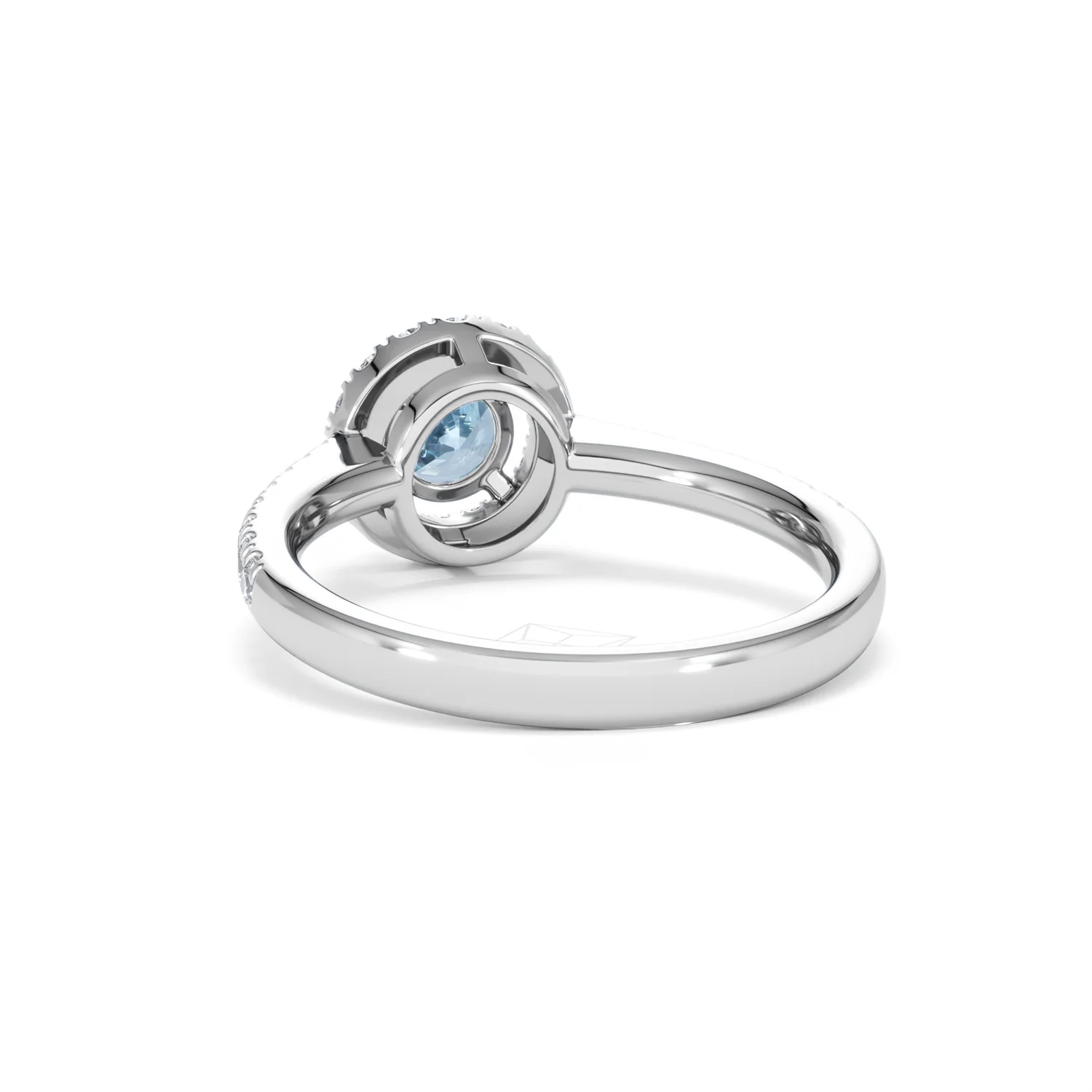 Halo Aquamarine 0.50CT And Diamond 18K White Gold Ring - Image 52