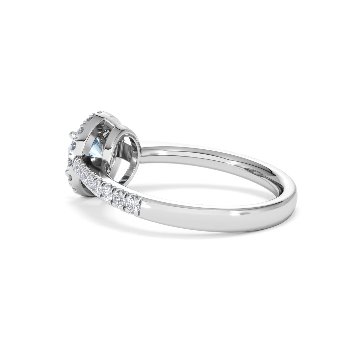 Halo Aquamarine 0.50CT And Diamond 18K White Gold Ring - Image 61