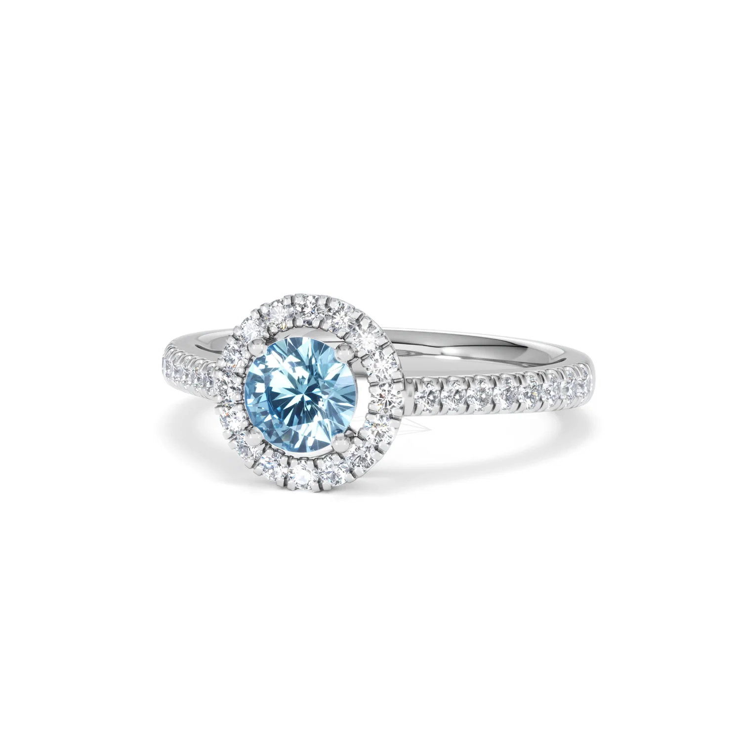 Halo Aquamarine 0.50CT And Diamond 18K White Gold Ring - Image 84