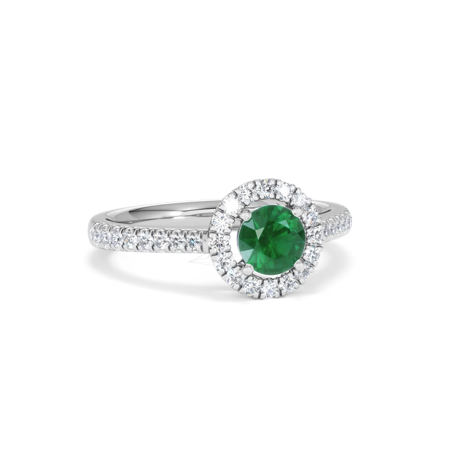 Halo Emerald 0.50ct And Diamond 18K White Gold Ring - Image 12
