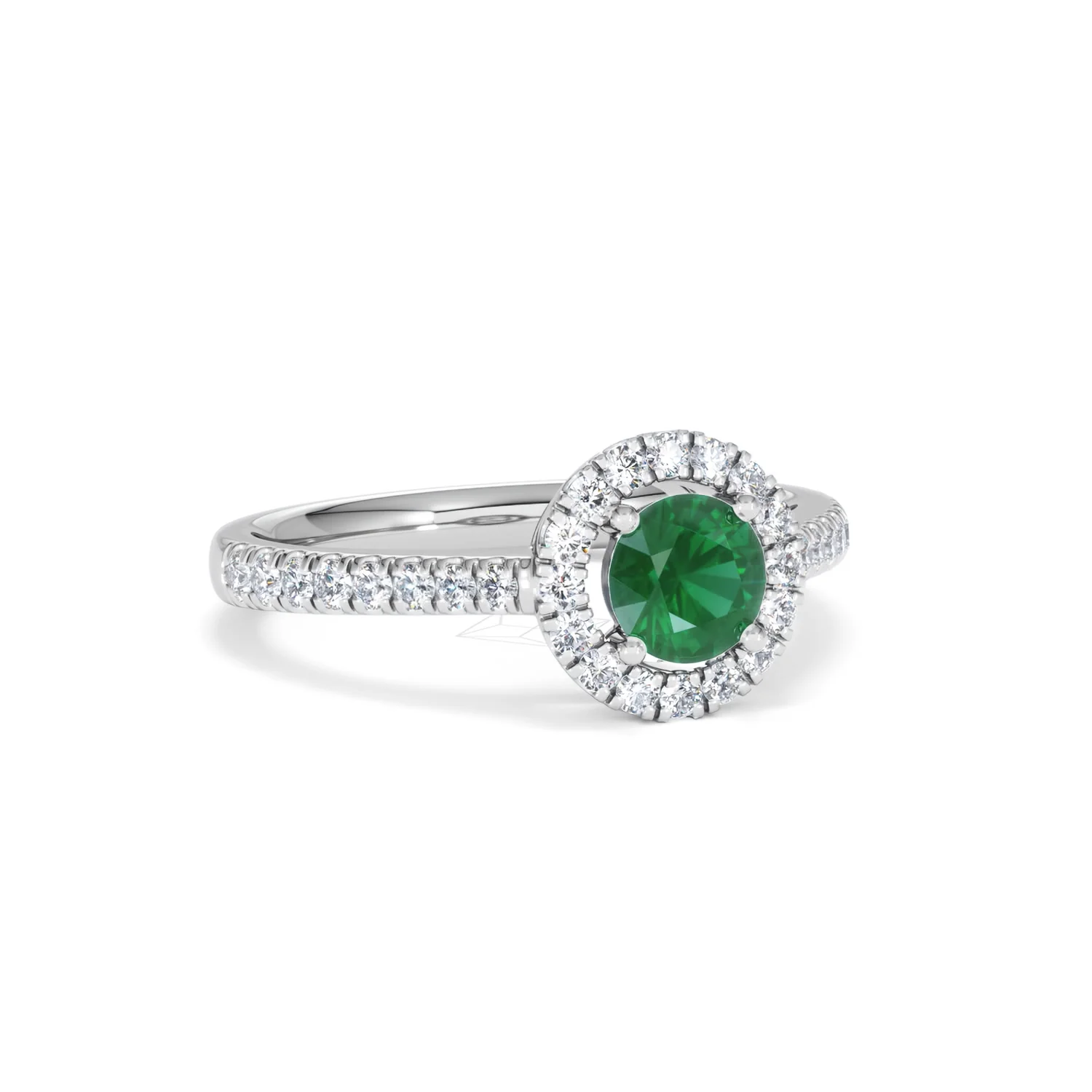 Halo Emerald 0.50ct And Diamond 18K White Gold Ring - Image 13