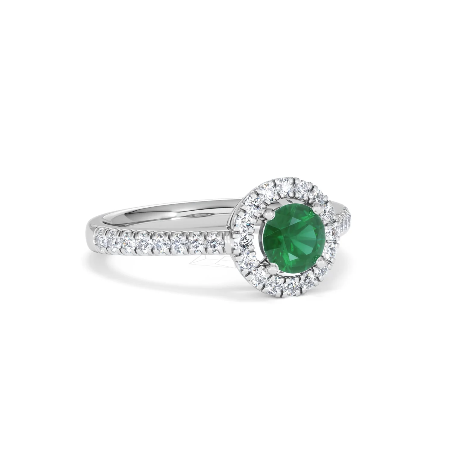 Halo Emerald 0.50ct And Diamond 18K White Gold Ring - Image 14