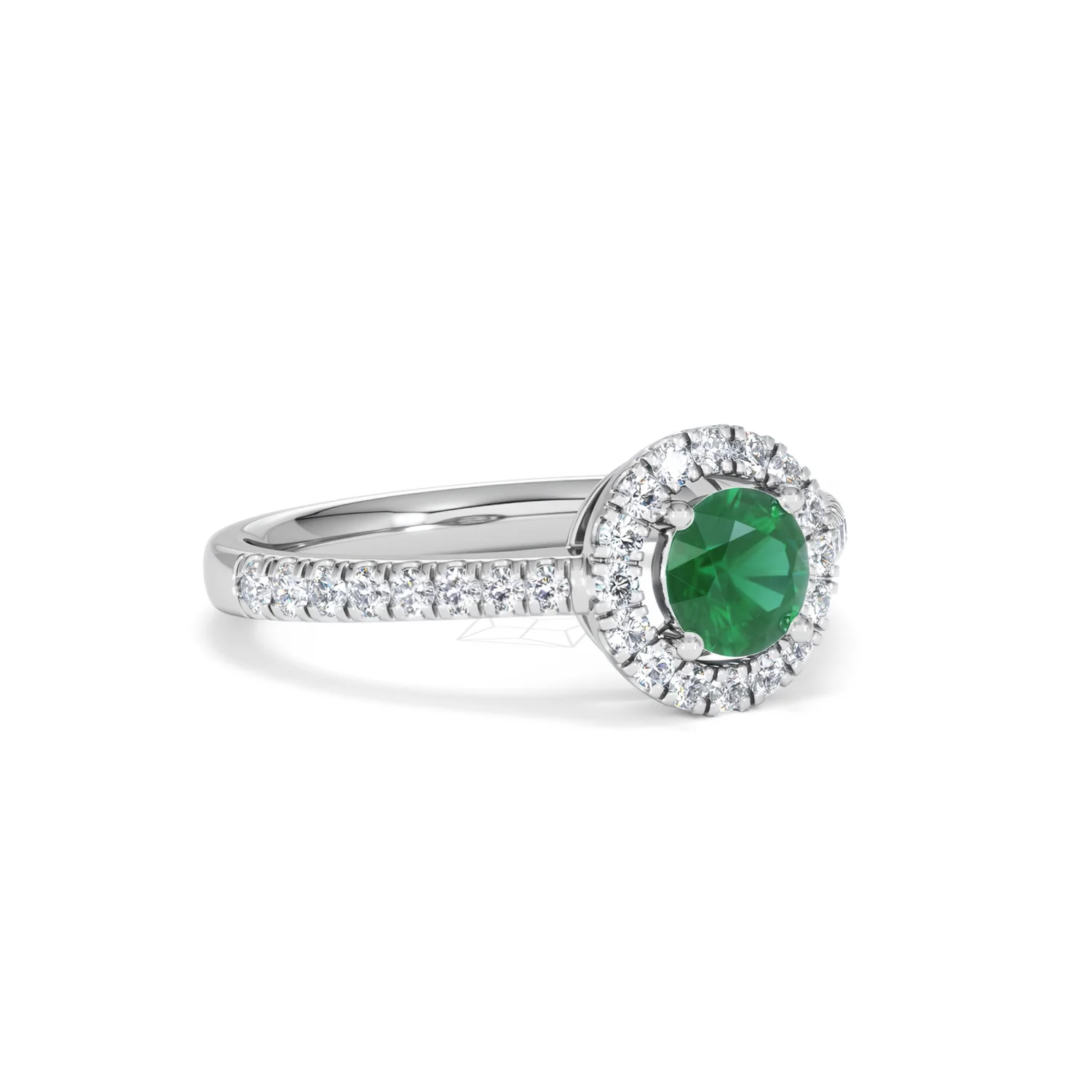 Halo Emerald 0.50ct And Diamond 18K White Gold Ring - Image 15