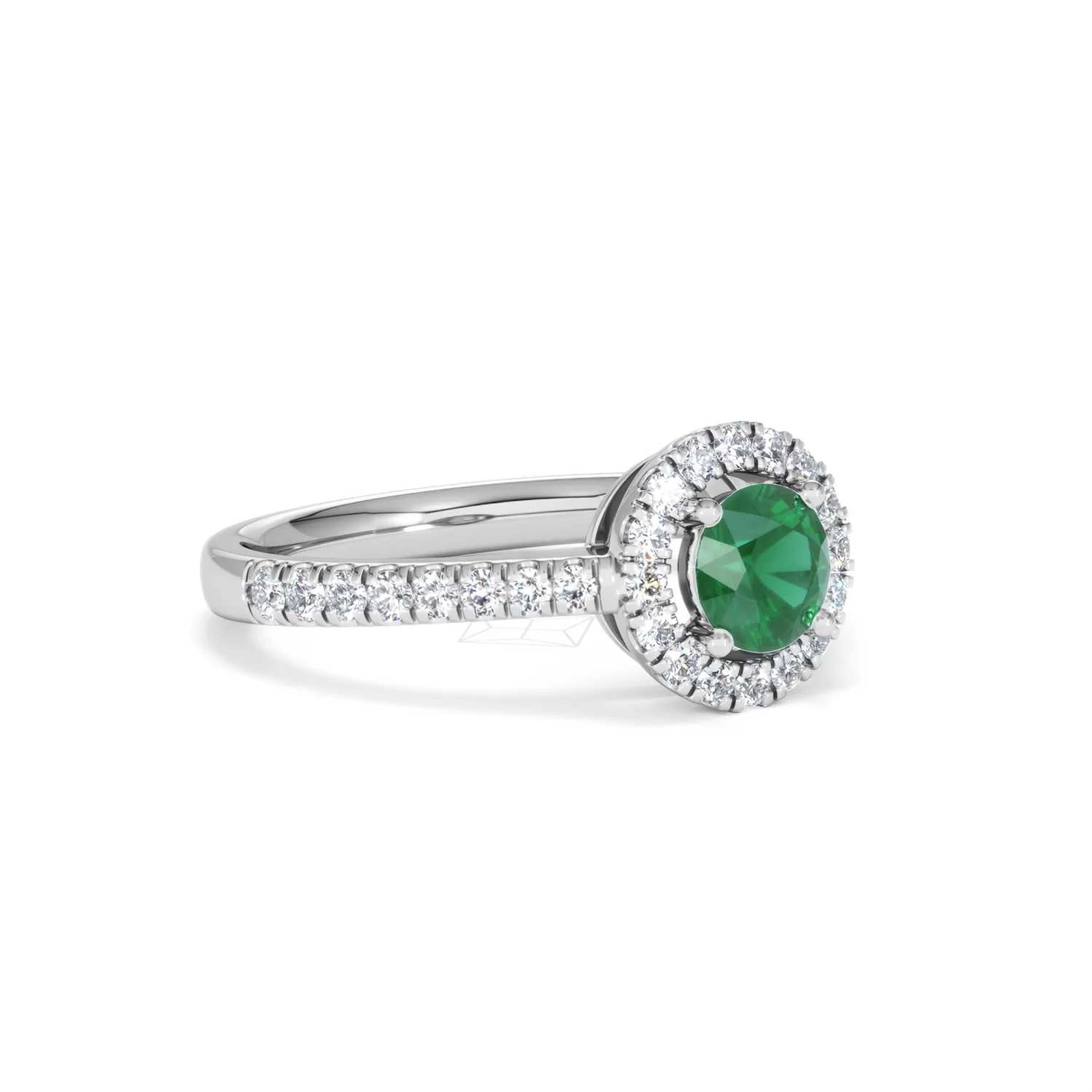 Halo Emerald 0.50ct And Diamond 18K White Gold Ring - Image 16