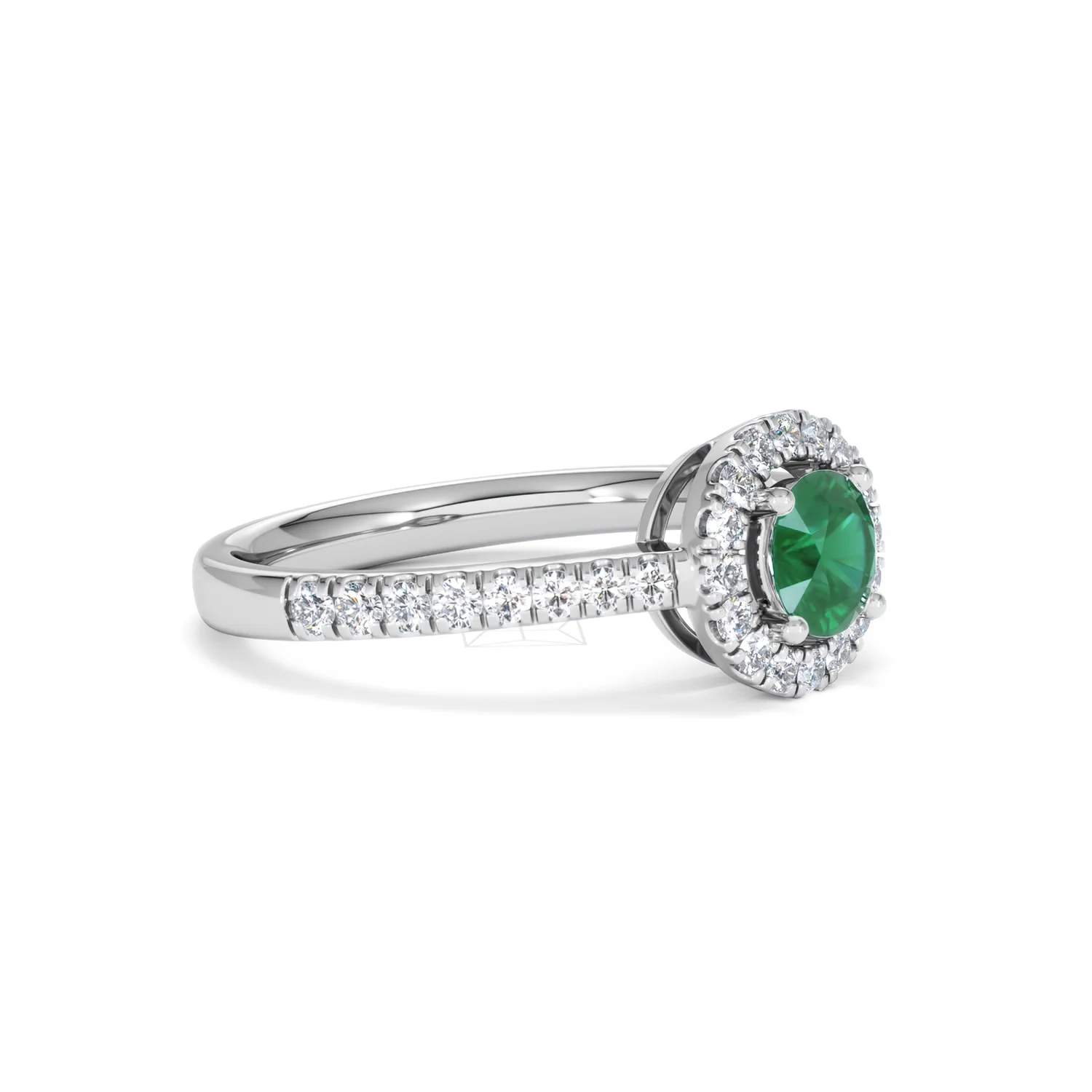 Halo Emerald 0.50ct And Diamond 18K White Gold Ring - Image 19