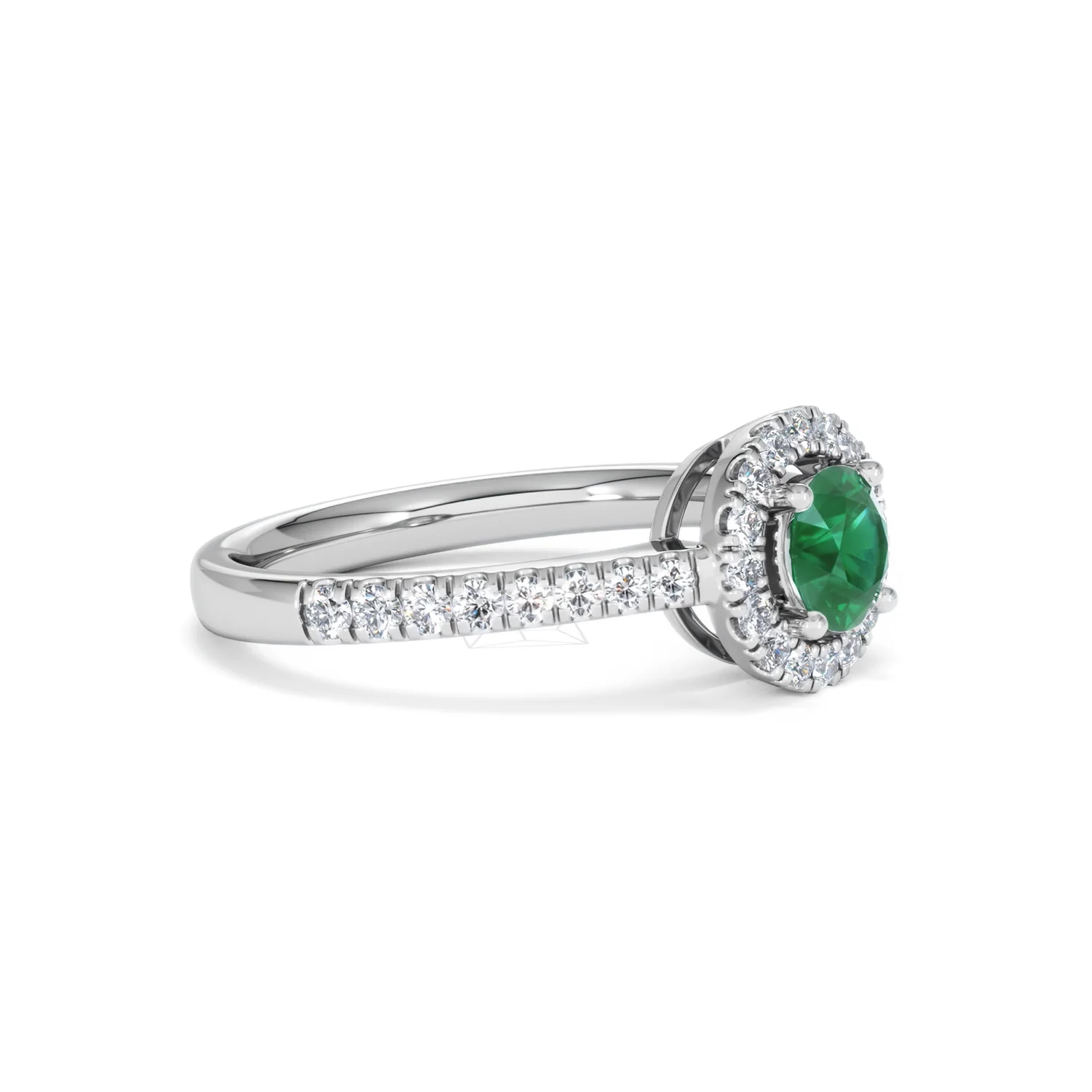 Halo Emerald 0.50ct And Diamond 18K White Gold Ring - Image 20