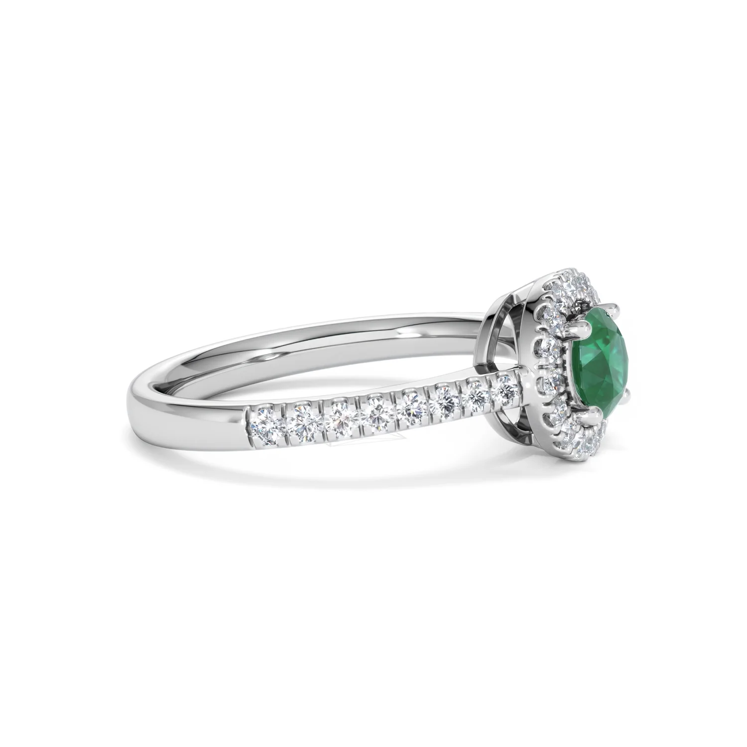 Halo Emerald 0.50ct And Diamond 18K White Gold Ring - Image 23