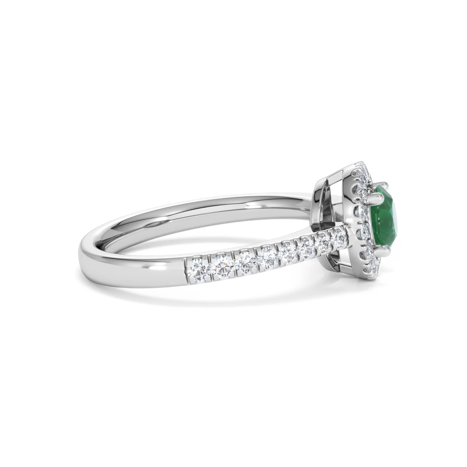 Halo Emerald 0.50ct And Diamond 18K White Gold Ring - Image 26