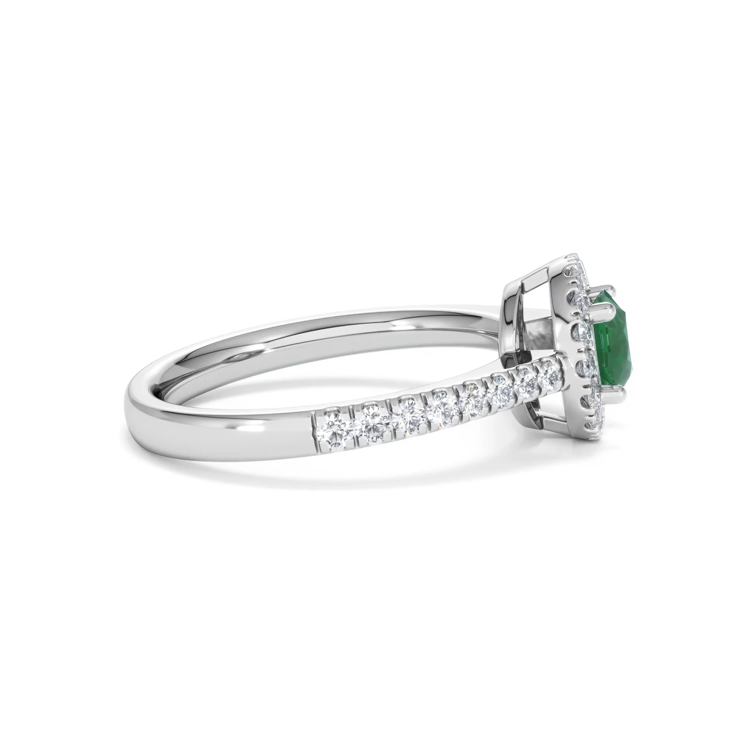 Halo Emerald 0.50ct And Diamond 18K White Gold Ring - Image 27
