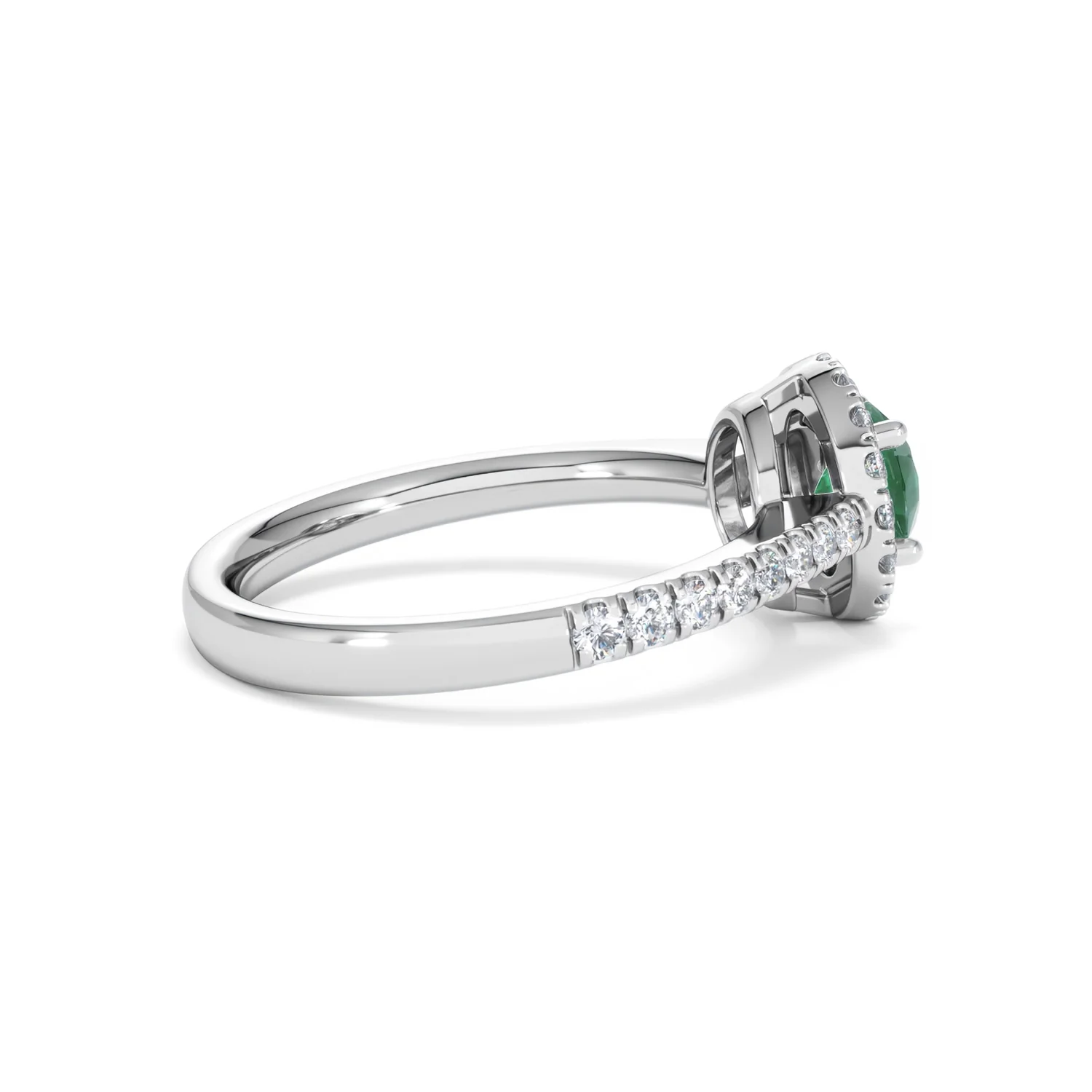 Halo Emerald 0.50ct And Diamond 18K White Gold Ring - Image 31