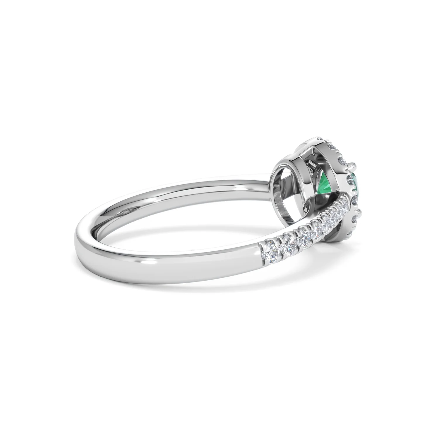 Halo Emerald 0.50ct And Diamond 18K White Gold Ring - Image 34