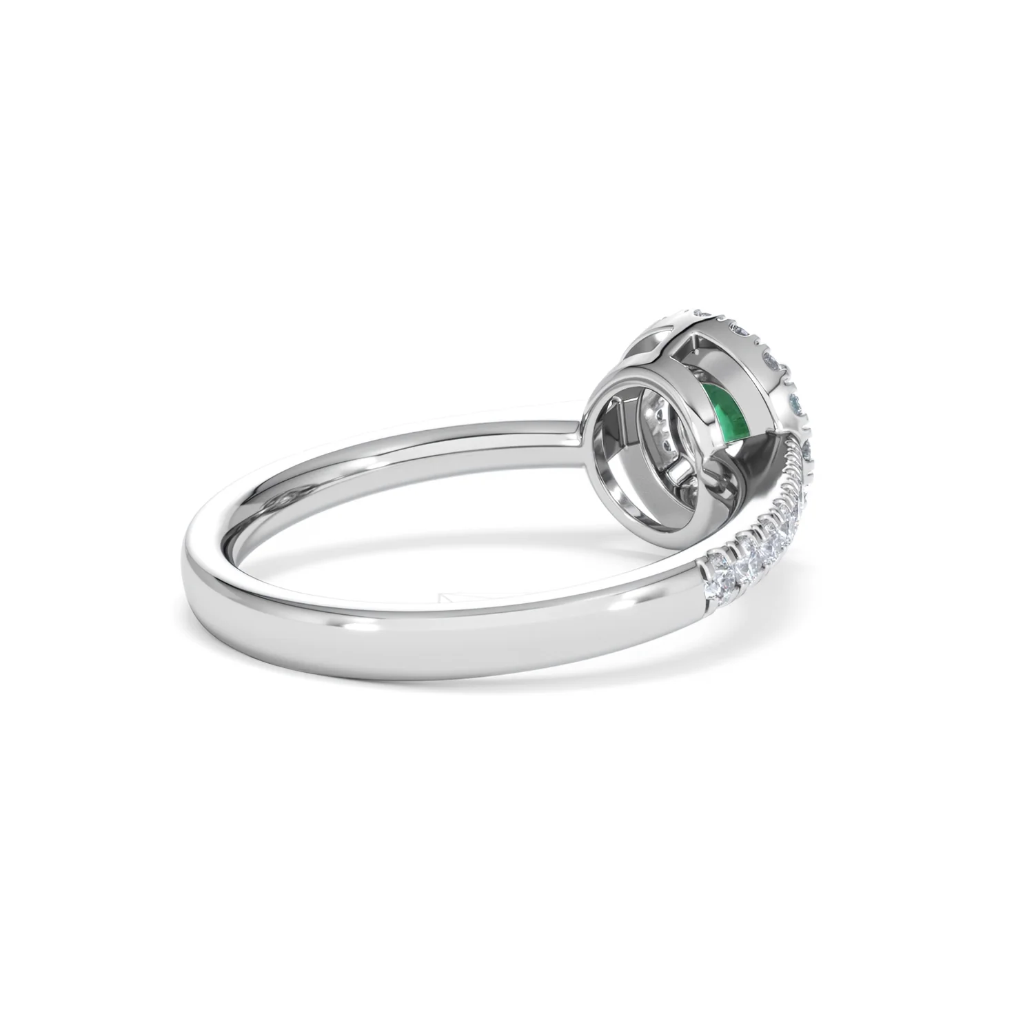 Halo Emerald 0.50ct And Diamond 18K White Gold Ring - Image 38