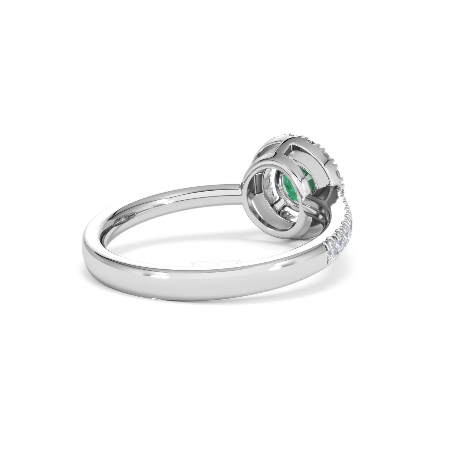 Halo Emerald 0.50ct And Diamond 18K White Gold Ring - Image 40