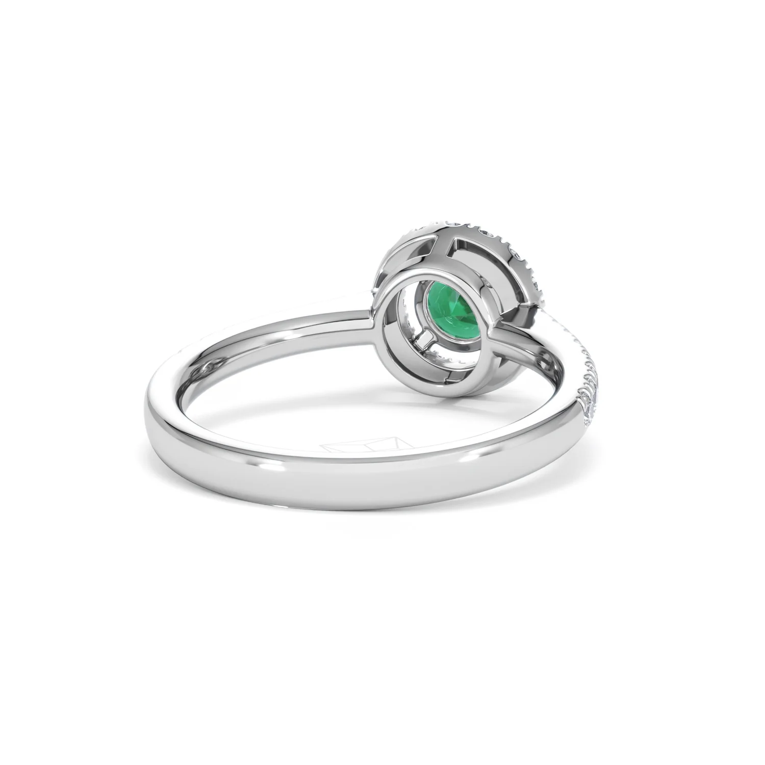 Halo Emerald 0.50ct And Diamond 18K White Gold Ring - Image 43