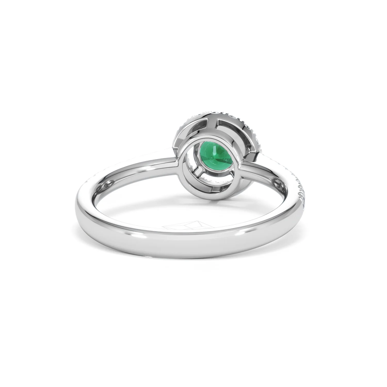 Halo Emerald 0.50ct And Diamond 18K White Gold Ring - Image 45