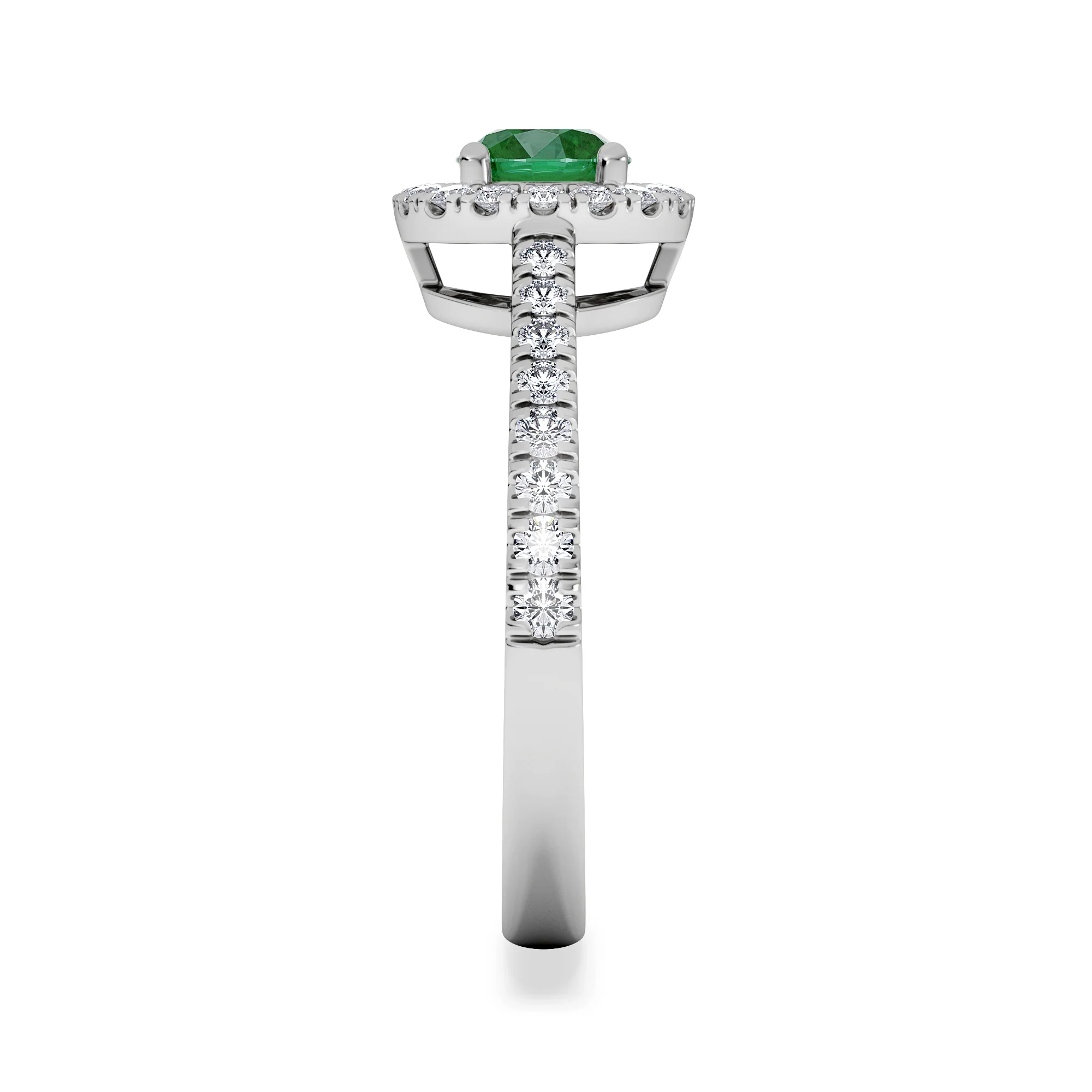 Halo Emerald 0.50ct And Diamond 18K White Gold Ring - Image 5