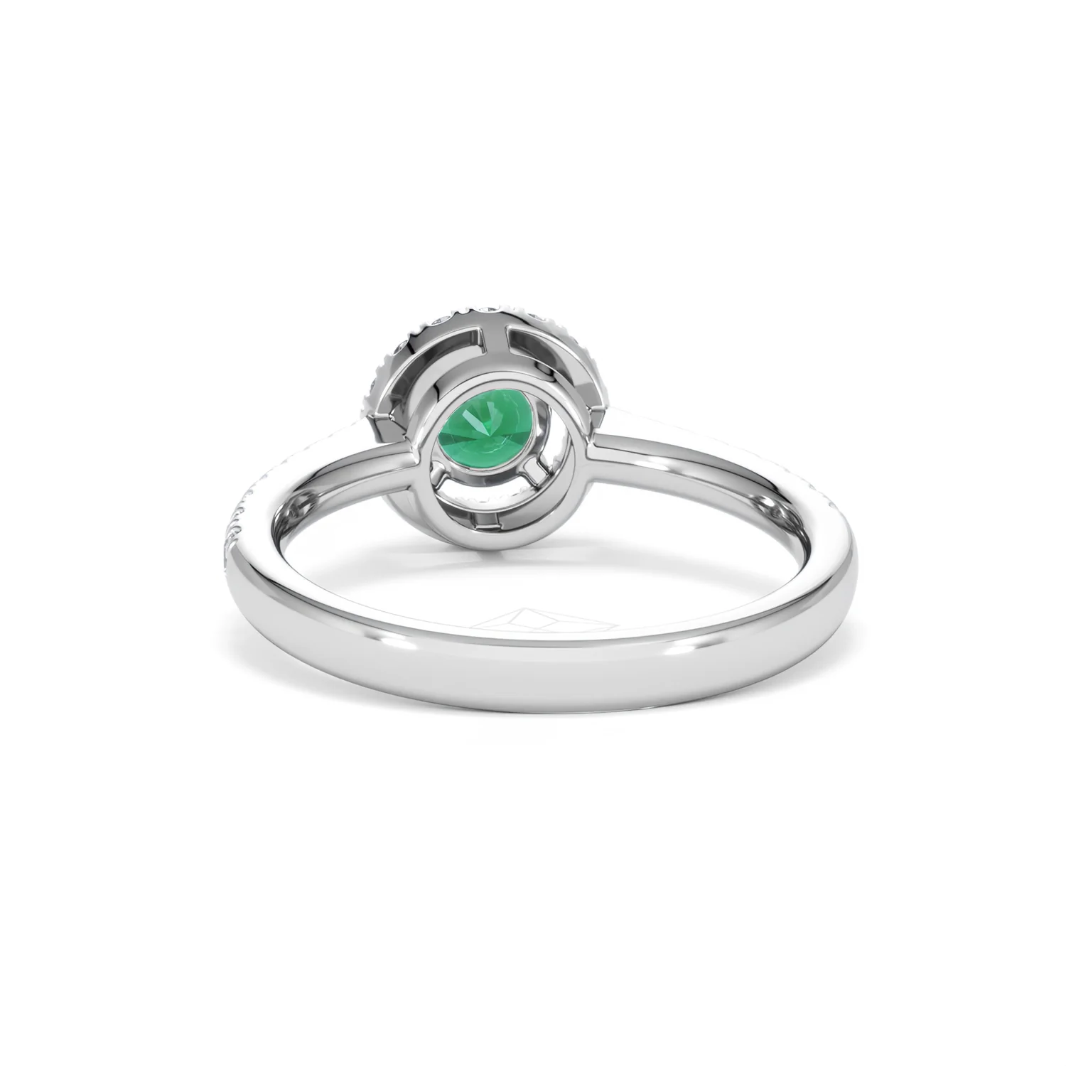 Halo Emerald 0.50ct And Diamond 18K White Gold Ring - Image 50