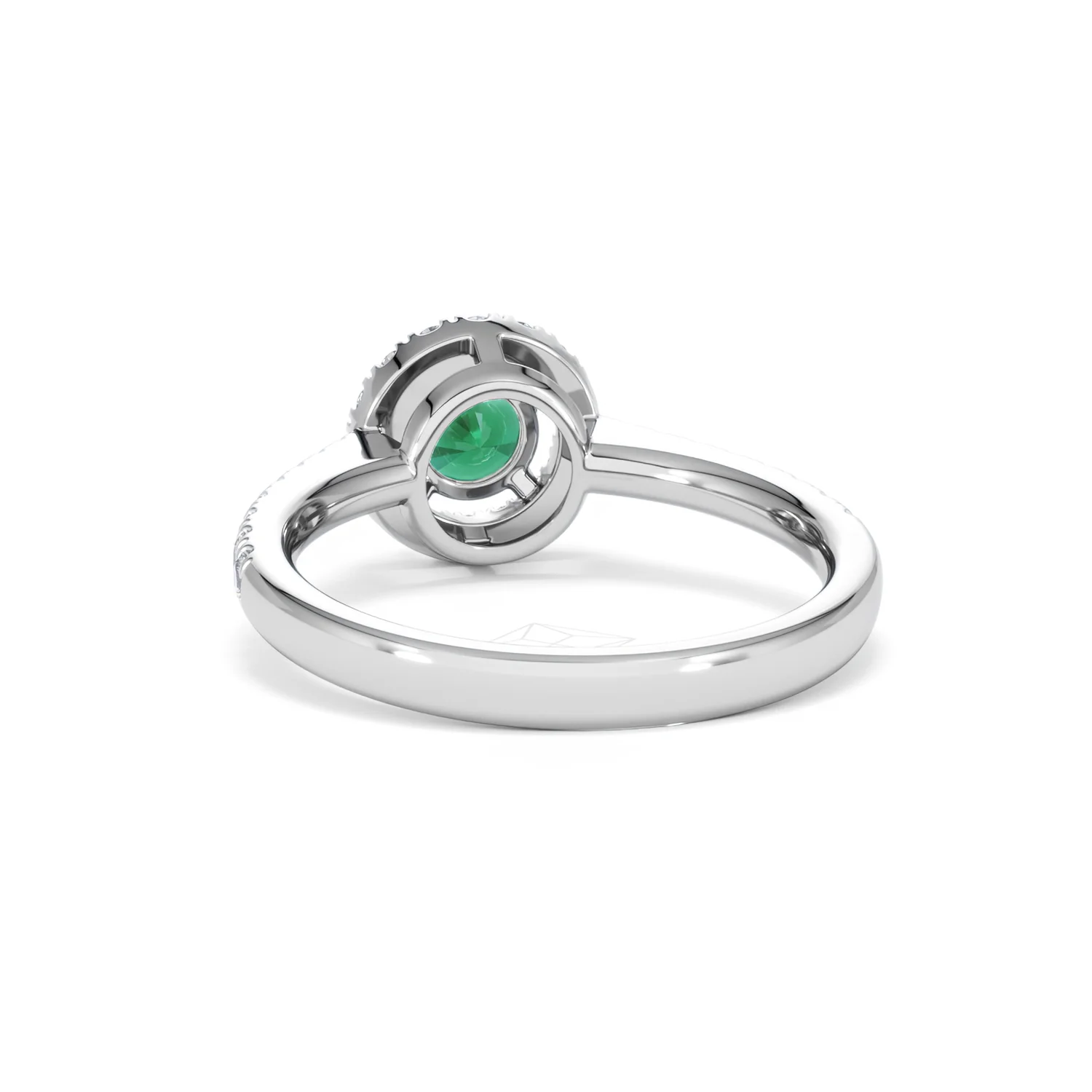 Halo Emerald 0.50ct And Diamond 18K White Gold Ring - Image 51