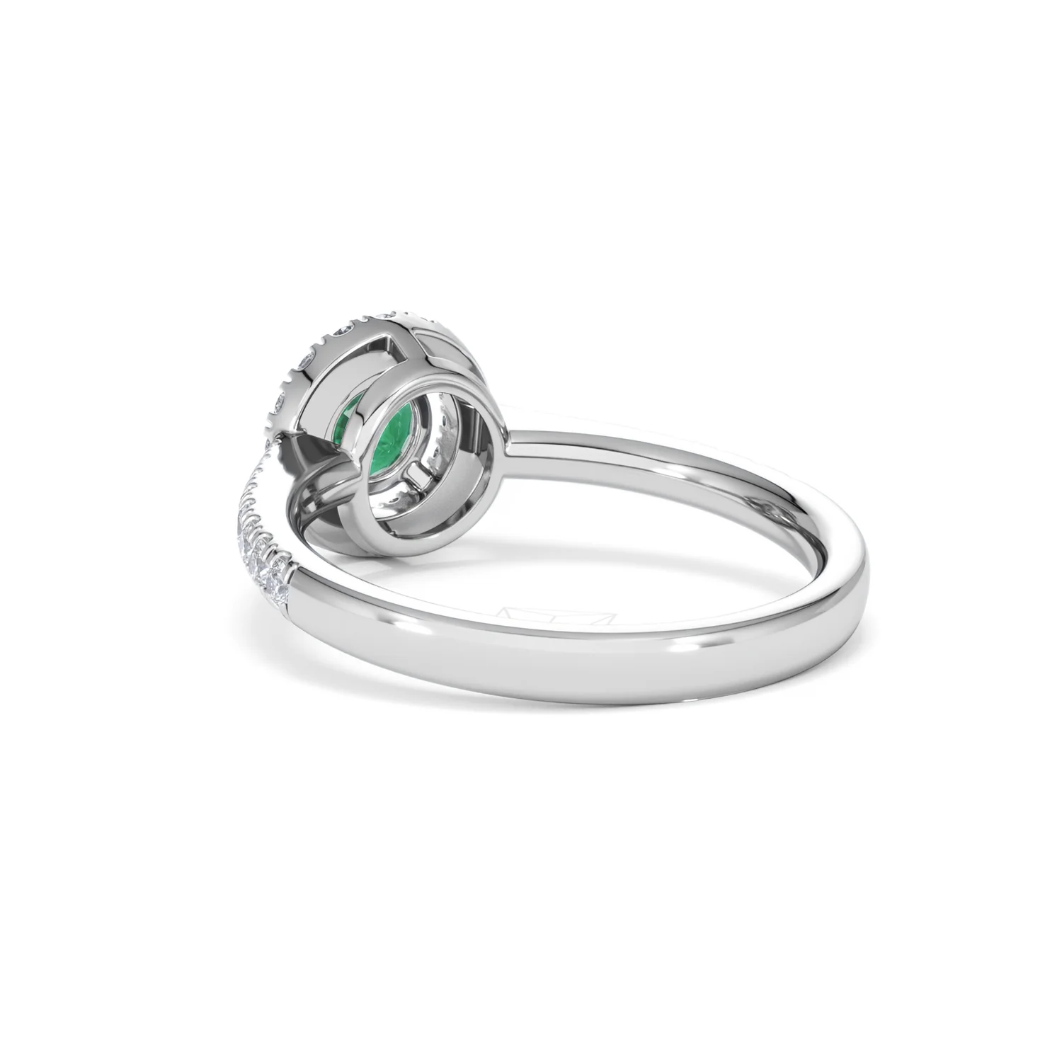 Halo Emerald 0.50ct And Diamond 18K White Gold Ring - Image 55