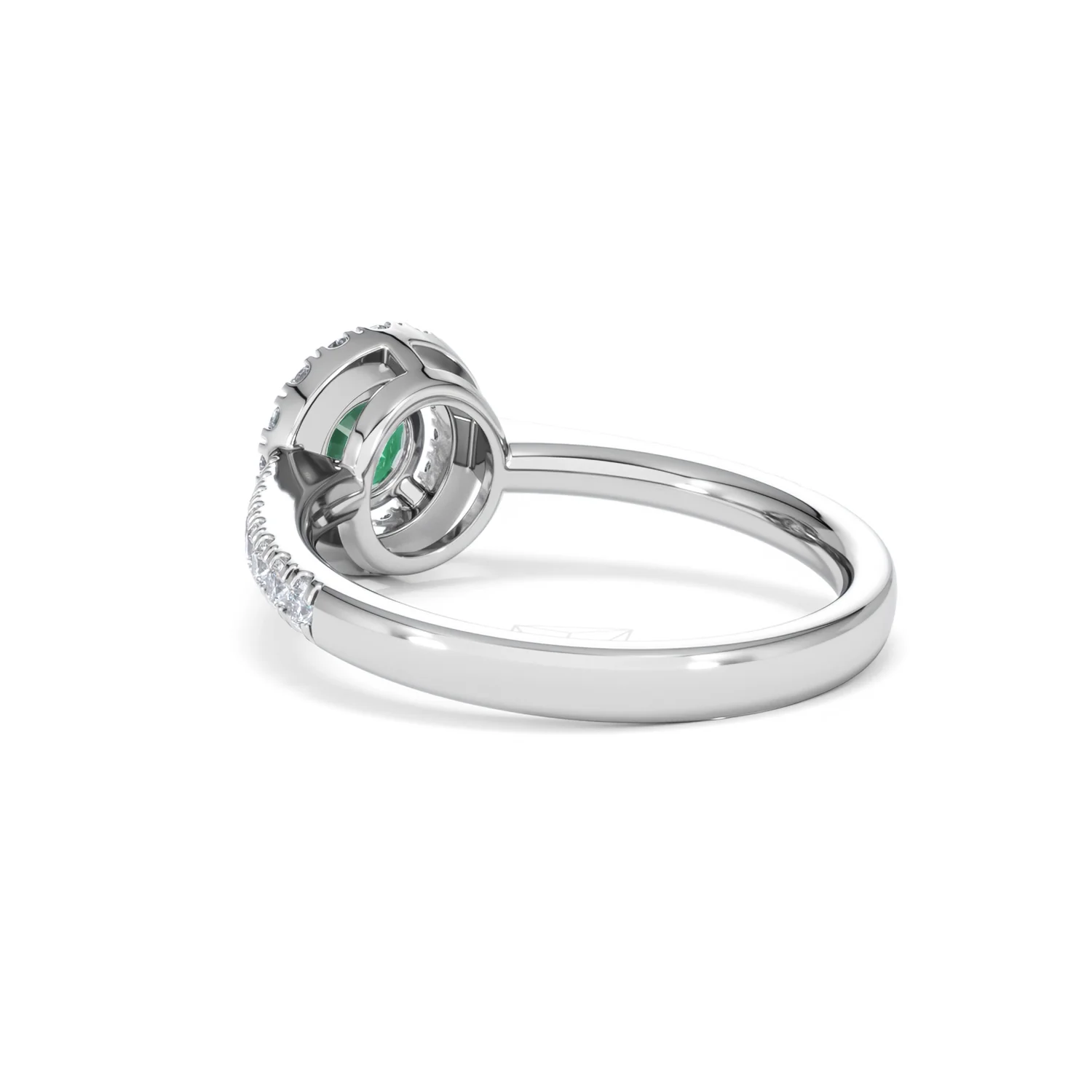 Halo Emerald 0.50ct And Diamond 18K White Gold Ring - Image 56
