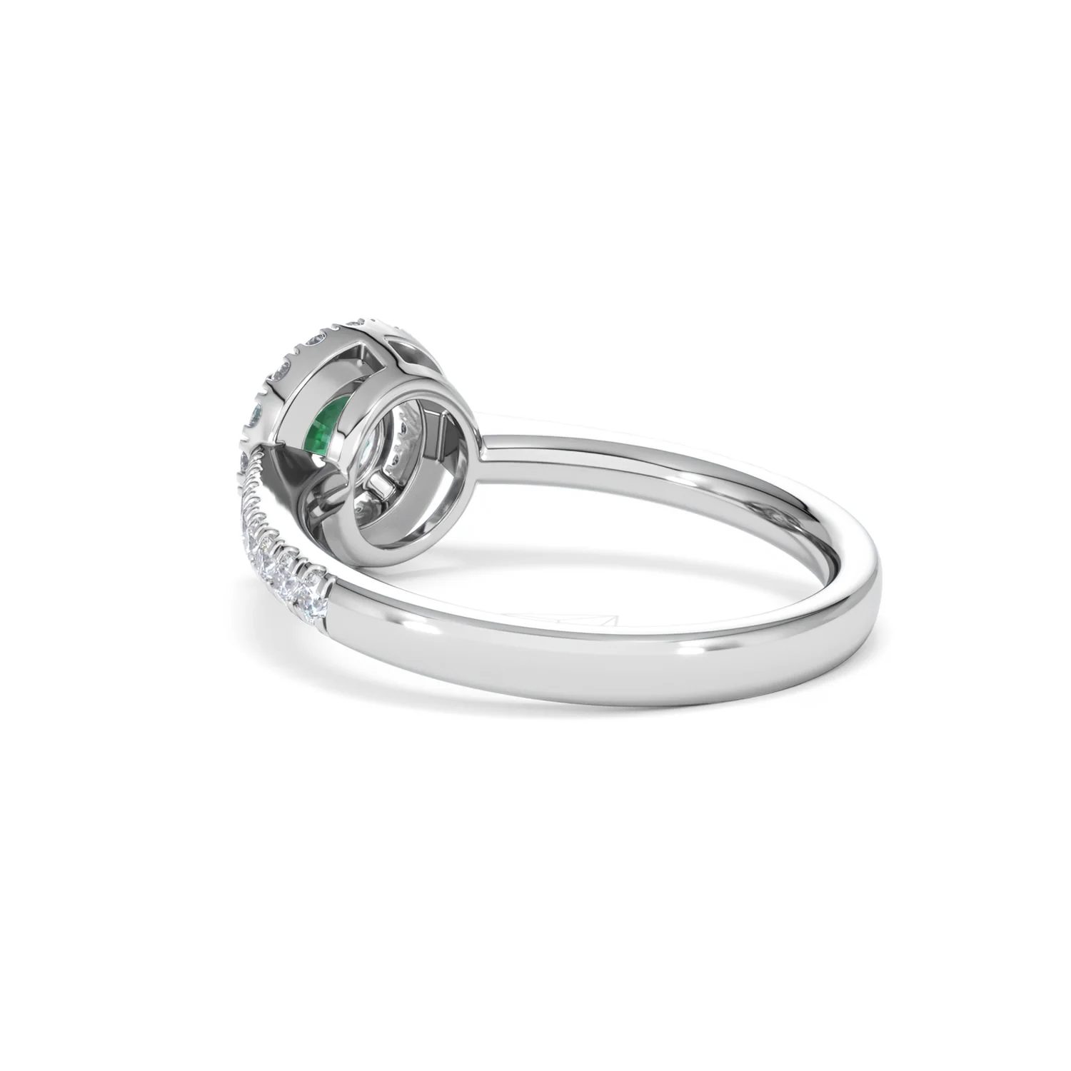 Halo Emerald 0.50ct And Diamond 18K White Gold Ring - Image 57