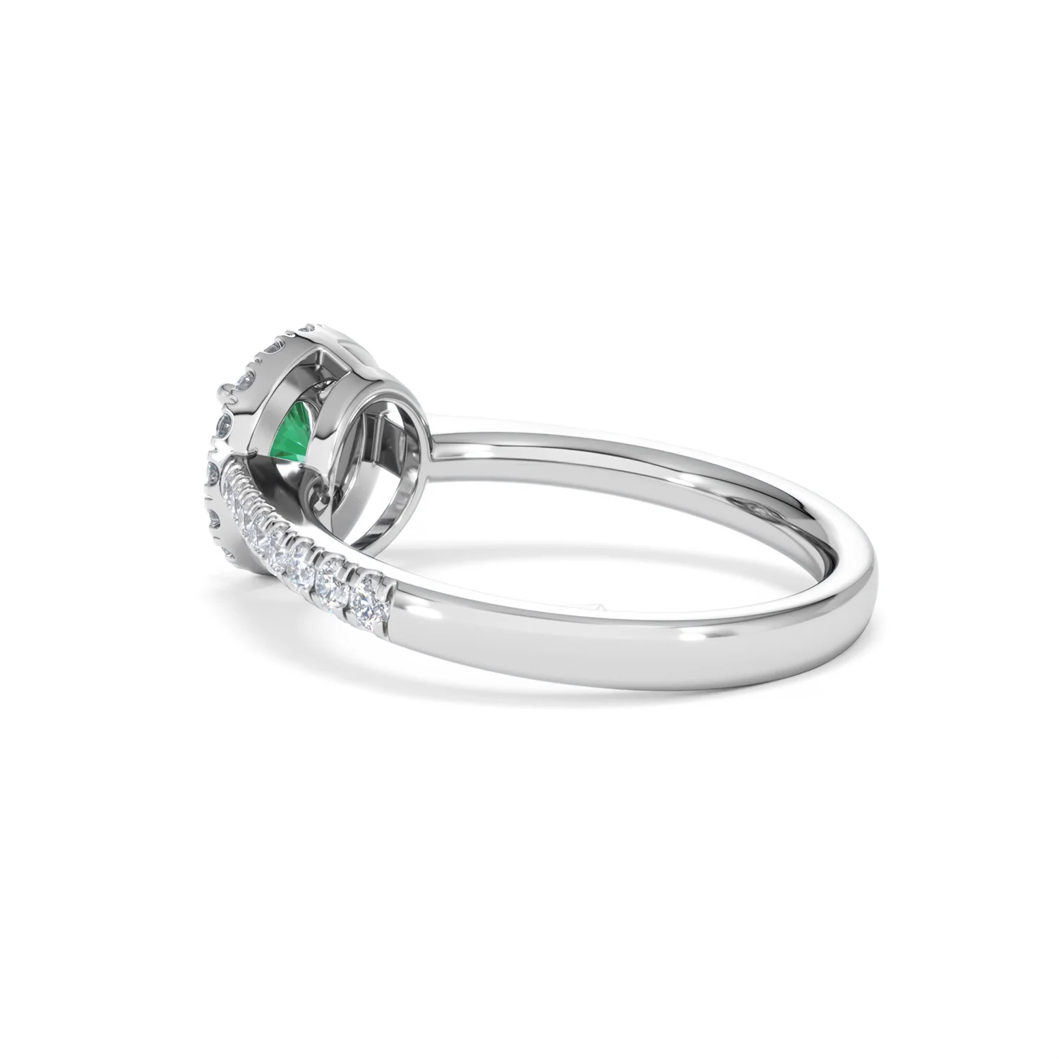 Halo Emerald 0.50ct And Diamond 18K White Gold Ring - Image 60