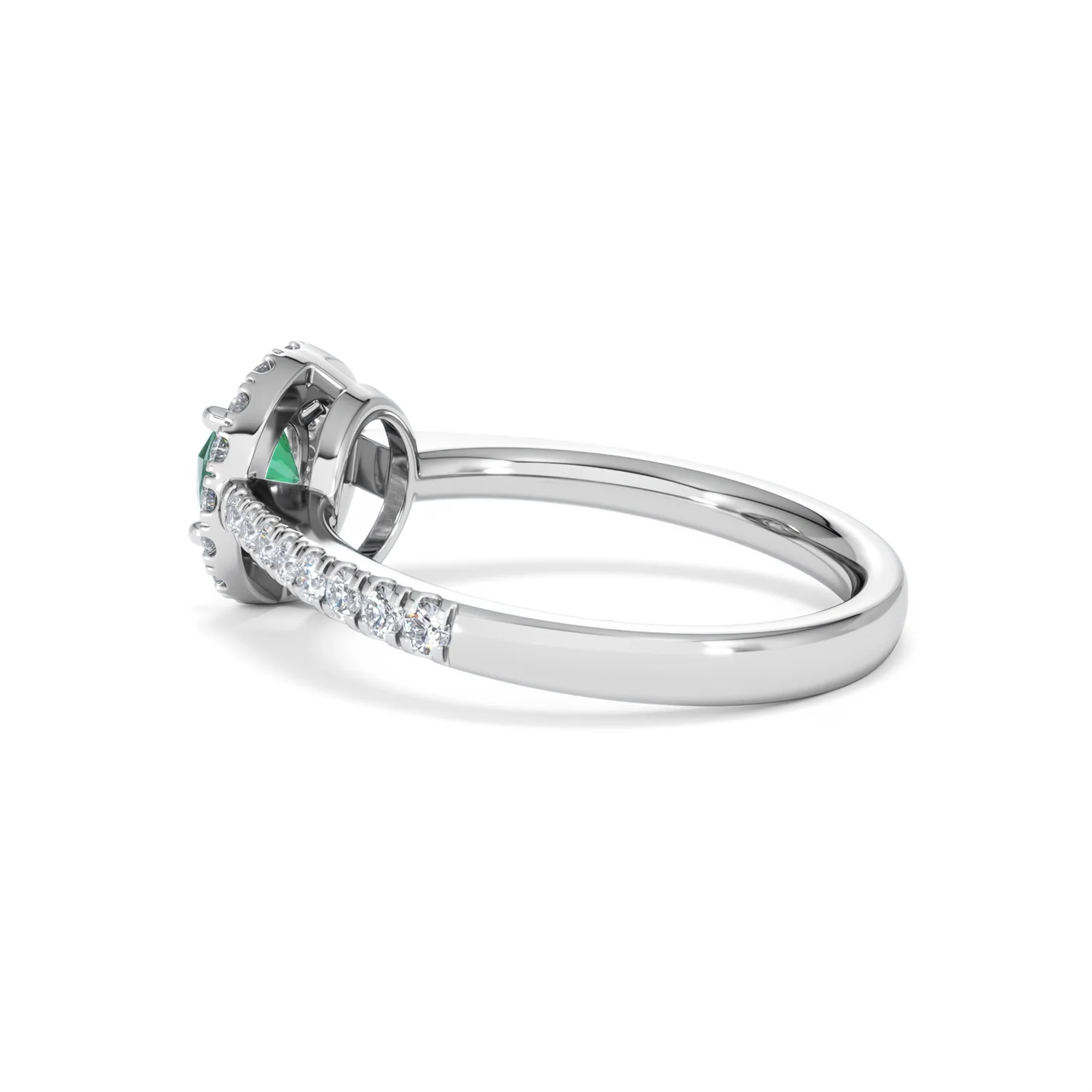 Halo Emerald 0.50ct And Diamond 18K White Gold Ring - Image 62