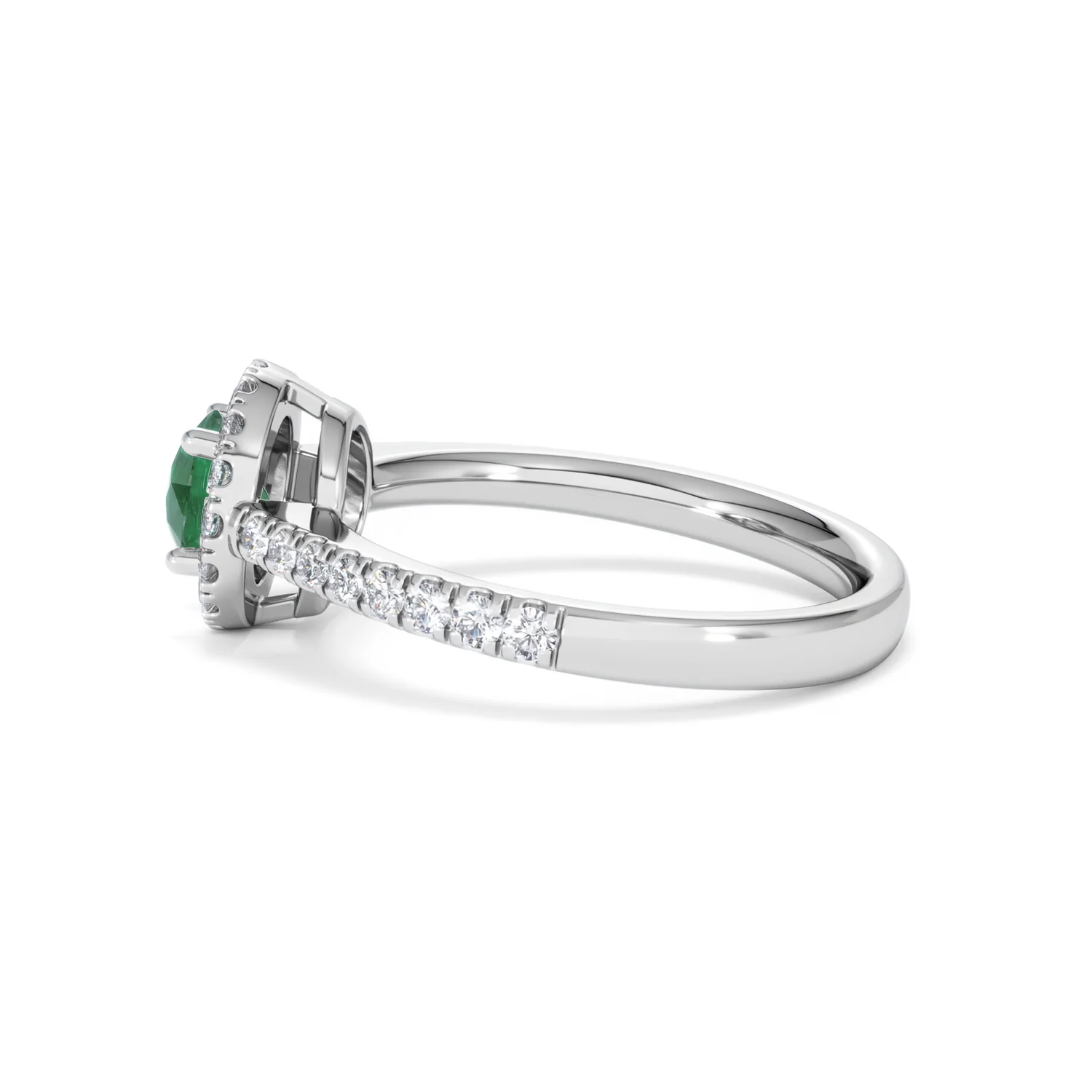 Halo Emerald 0.50ct And Diamond 18K White Gold Ring - Image 66