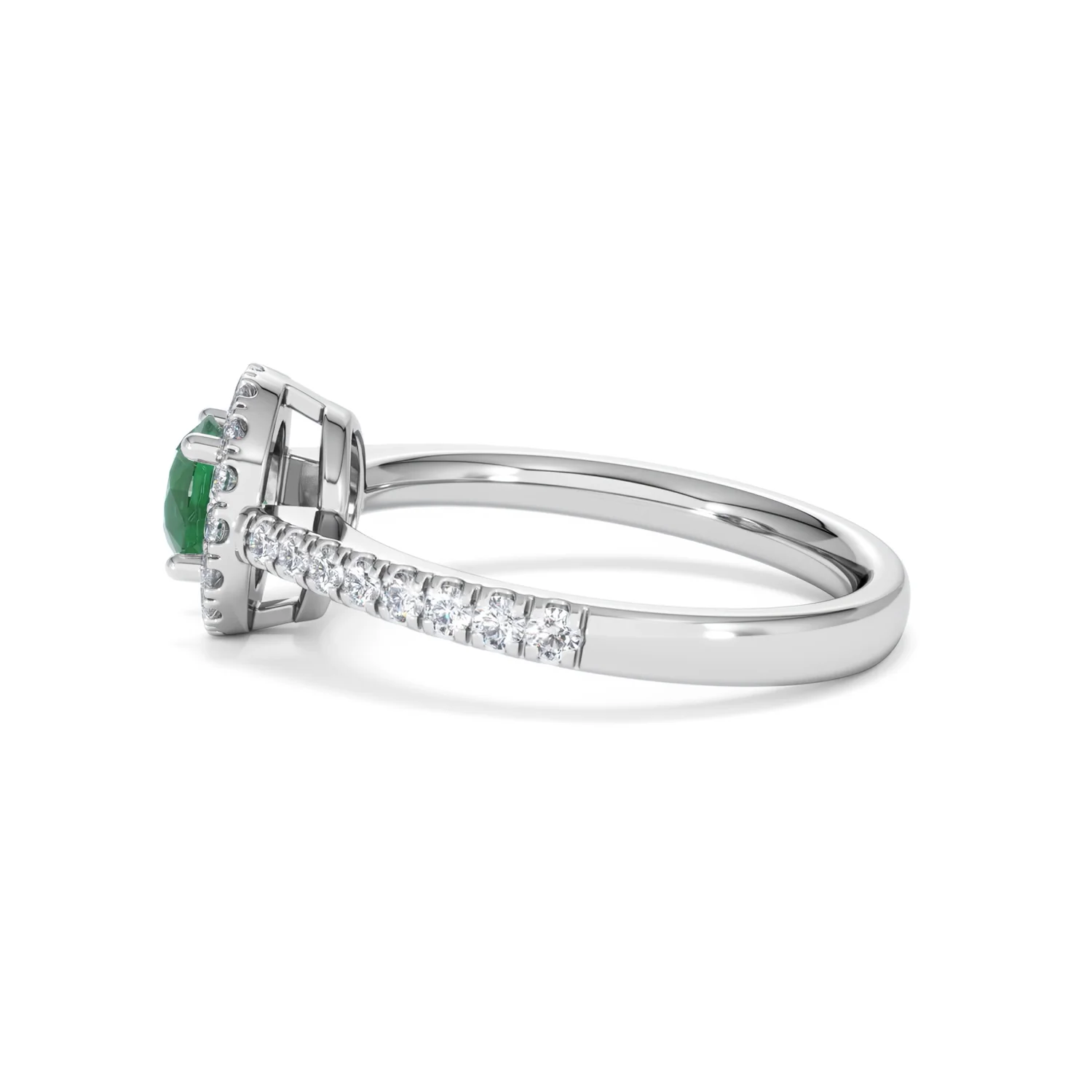 Halo Emerald 0.50ct And Diamond 18K White Gold Ring - Image 67