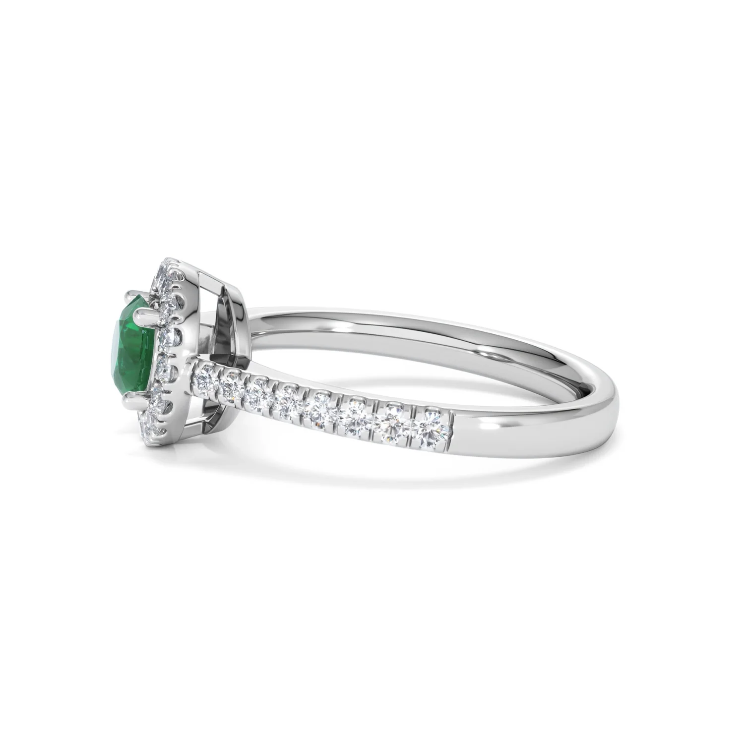 Halo Emerald 0.50ct And Diamond 18K White Gold Ring - Image 70