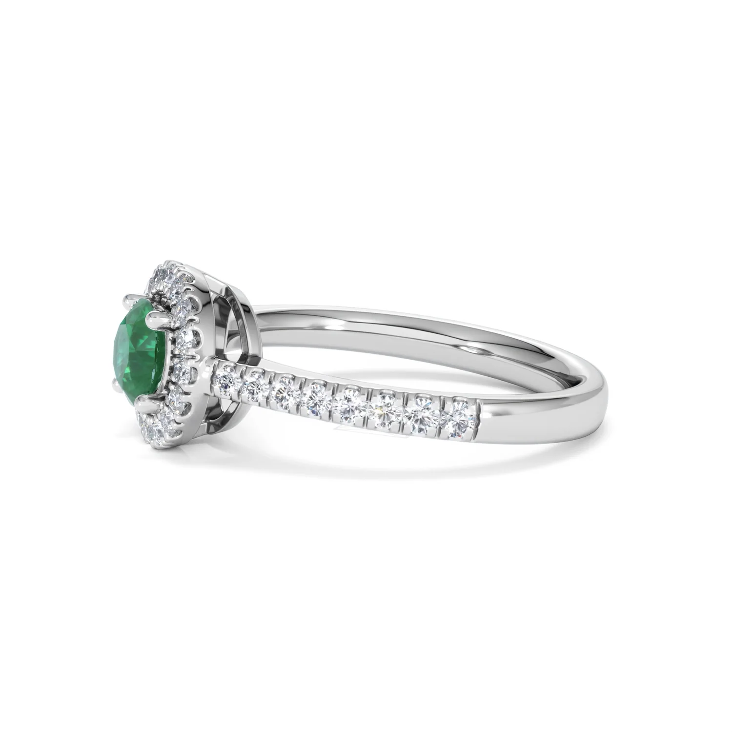 Halo Emerald 0.50ct And Diamond 18K White Gold Ring - Image 72
