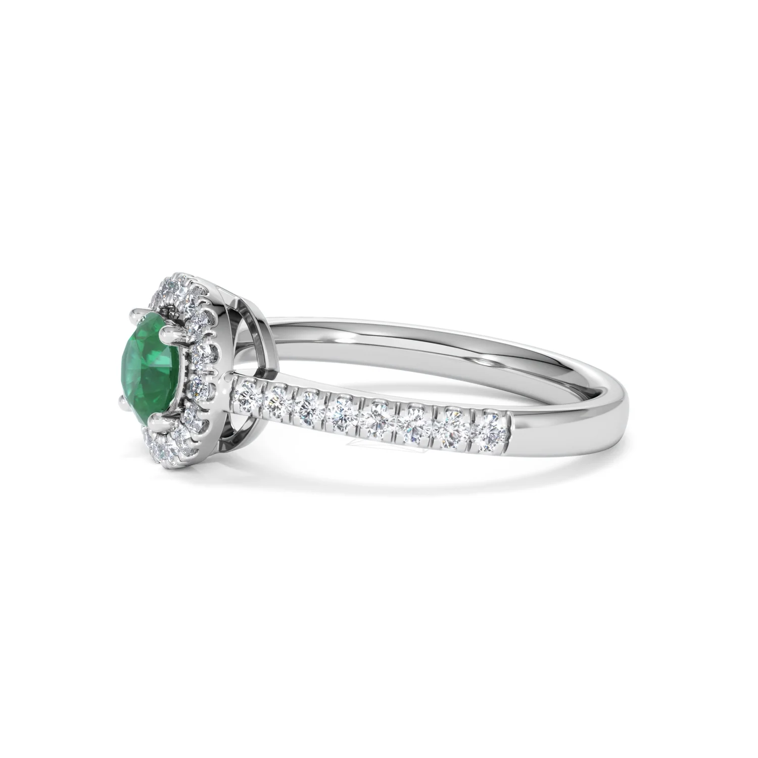 Halo Emerald 0.50ct And Diamond 18K White Gold Ring - Image 73